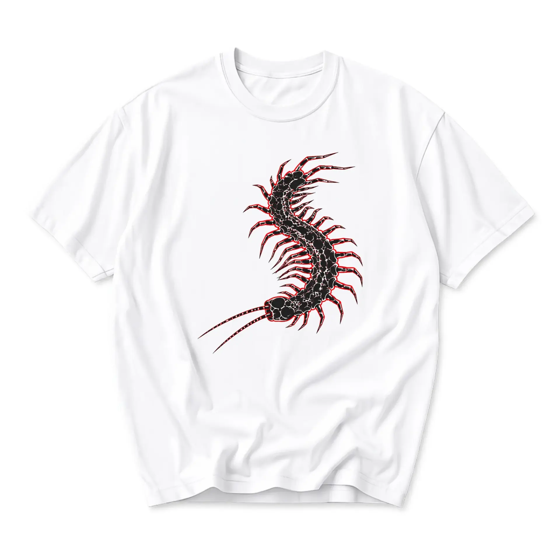 Graphic Tee Centipede Art Print Unisex Casual Crew Neck Soft Cotton Blend Everyday Shirt Comfortable Short Sleeve Top