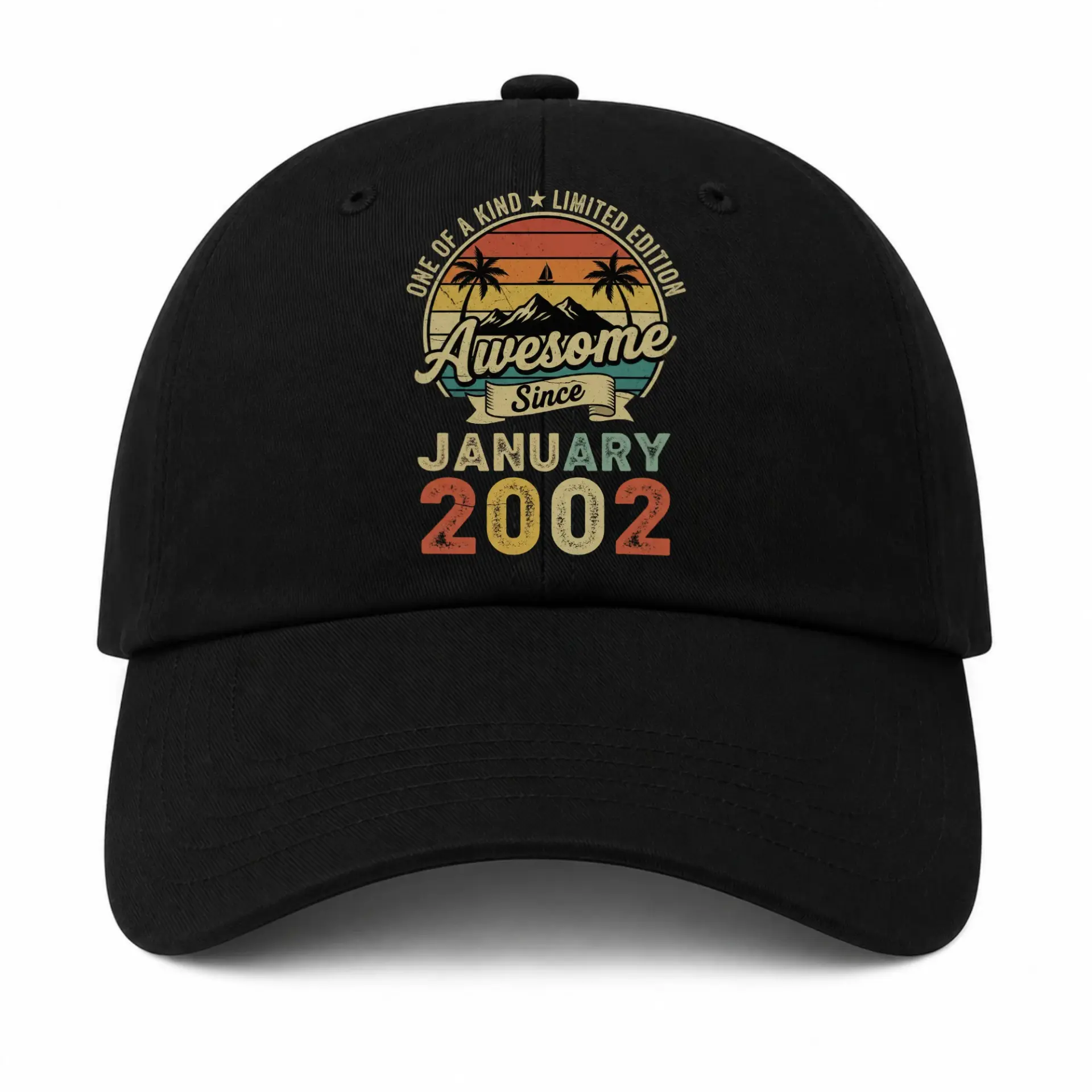 Baseball Cap Awesome Since January 2002 Retro Vintage Sunset Design