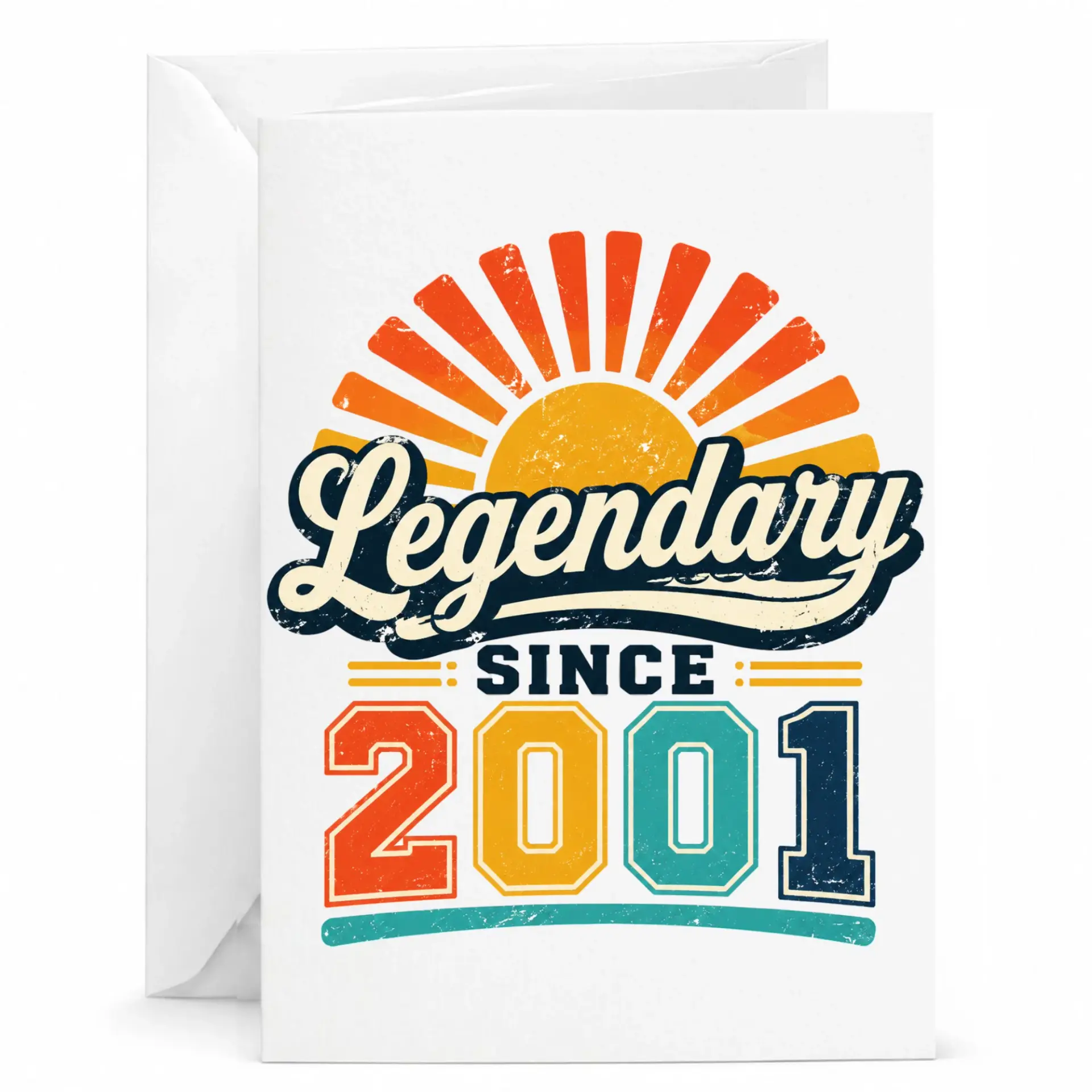 Birthday Card Legendary Since 2001 Funny Retro Vintage Style Greeting Card for Special Milestone Occasions 5x7 Inches