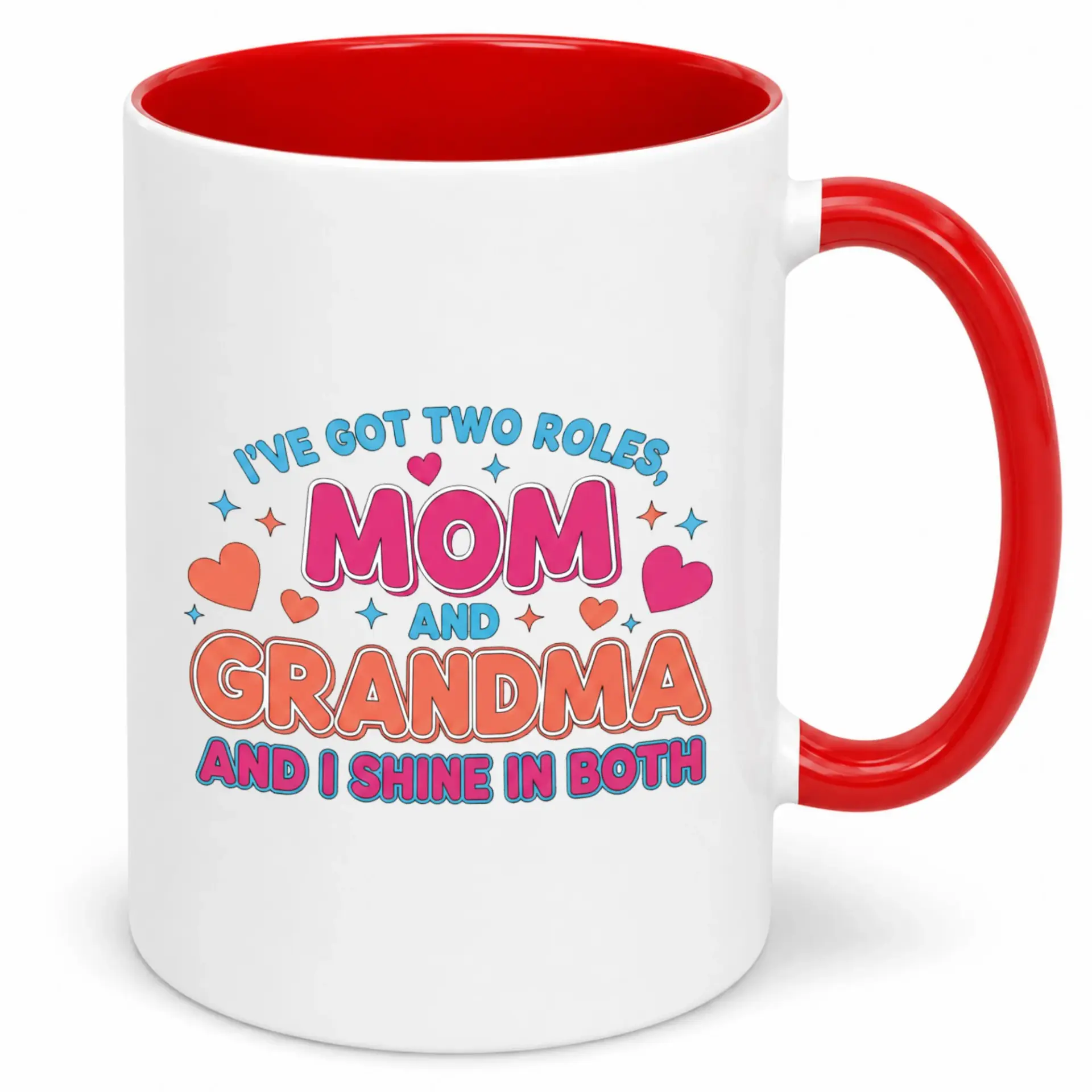 Funny Grandma Mom Ceramic Coffee Mug with Saying I in Both Roles Design Sentimental Beverage Cup for Women Mother's Day Gift