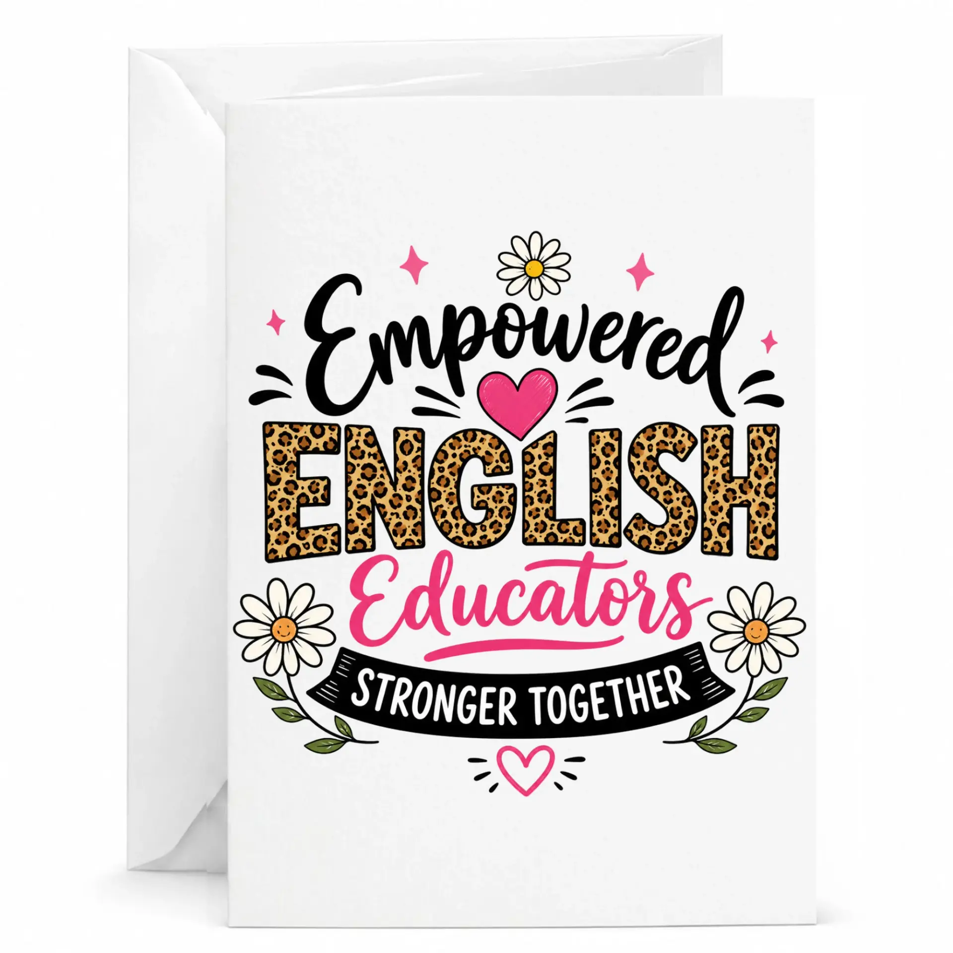 Empowered English Educators Greeting Card for Teachers and Staff Members with White Envelope