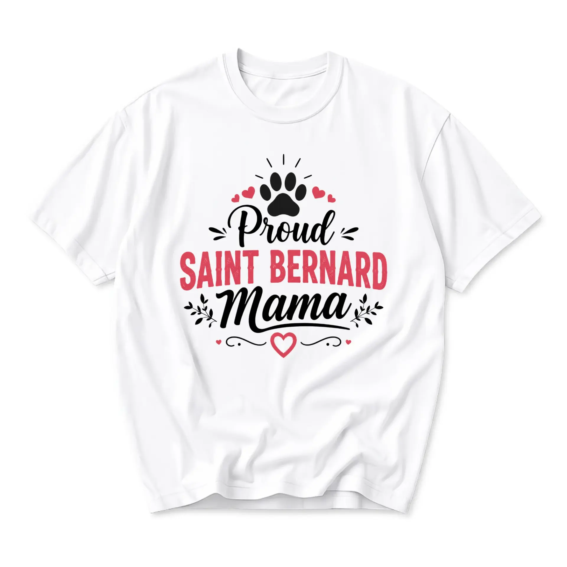 Graphic Tee Proud Saint Bernard Mama Dog Lover Shirt Unisex Crew Neck Apparel for Casual Everyday Style and Comfort
