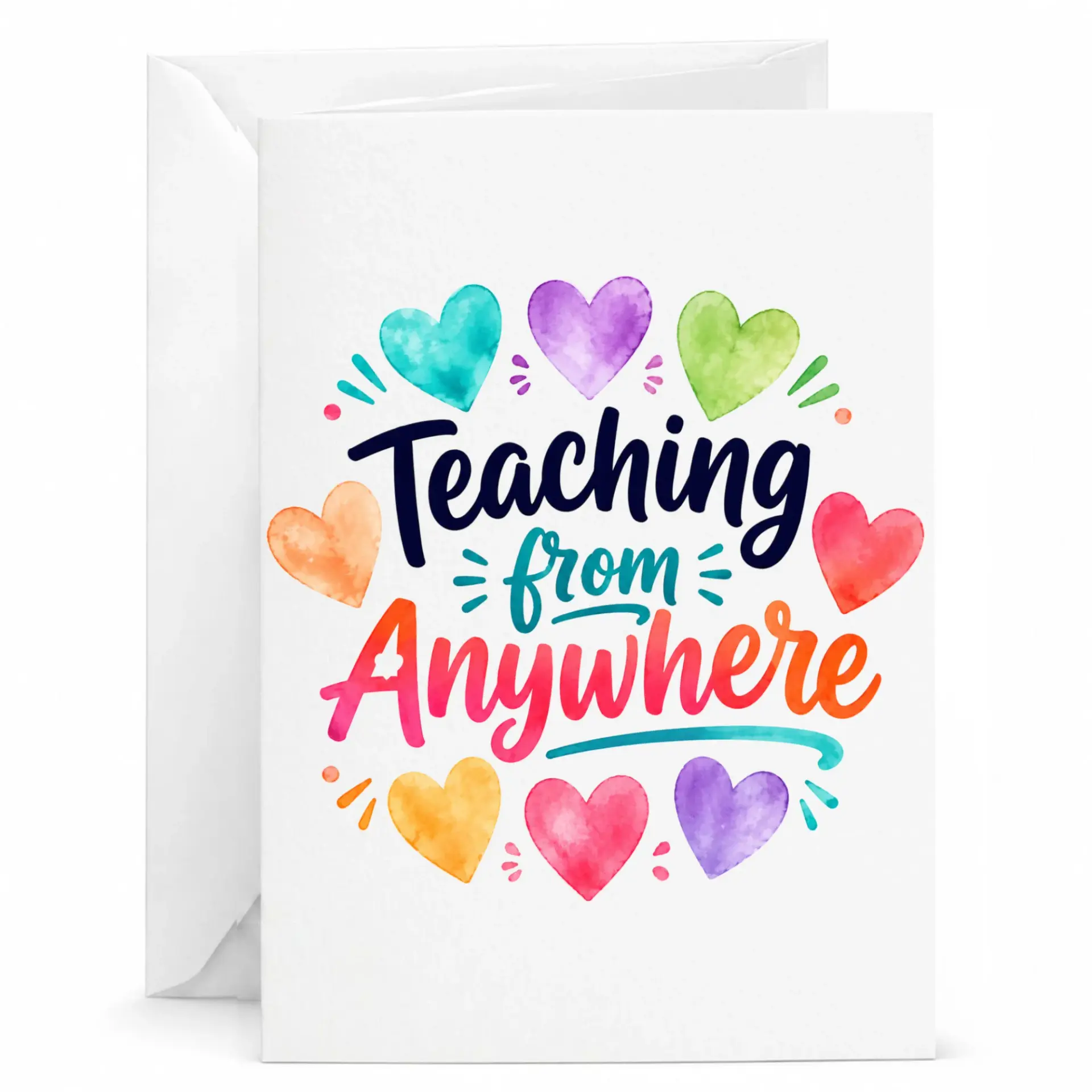 Personalized Greeting Card Teaching from Watercolor Hearts Design
