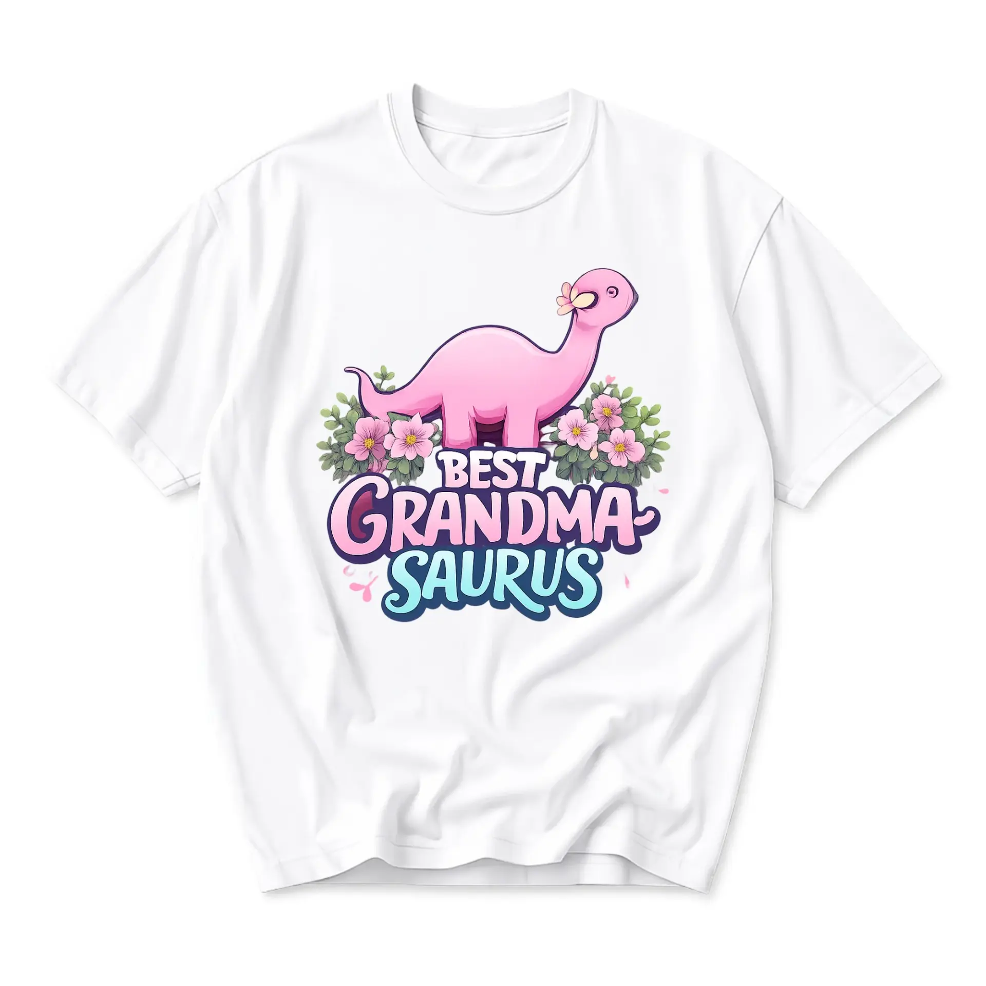 Funny Shirt Best Grandma Saurus Graphic Tee Cute Dinosaur Flower Unisex