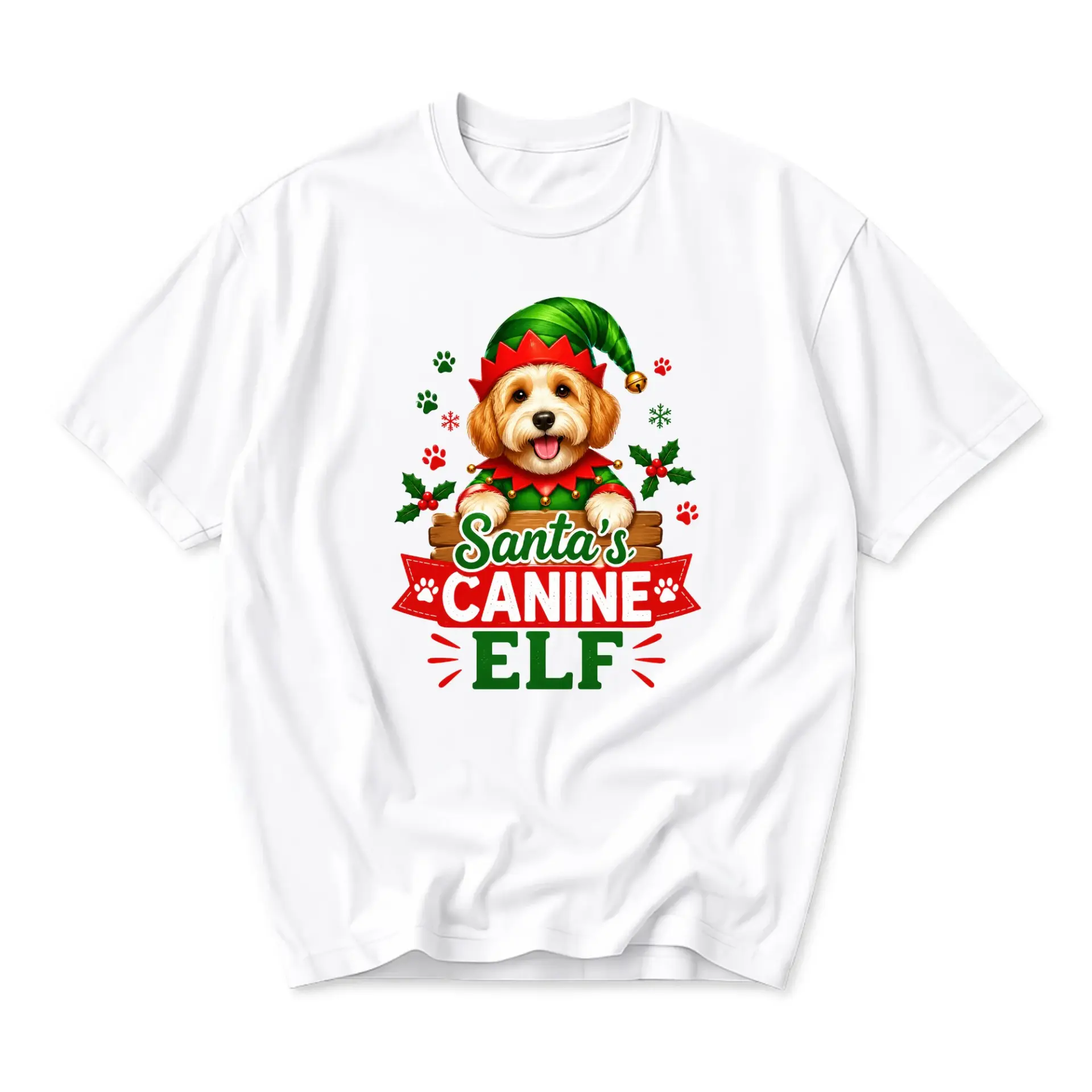 Funny Shirt Santa's Canine Holiday Graphic Tee Unisex Crew Neck Short