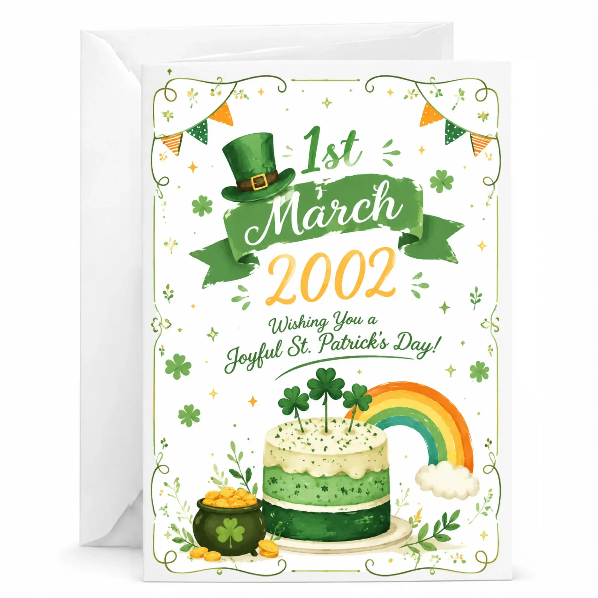 Greeting Card for Birthday March 1st 2002 Joyful St Patrick Day Themed Decorative Stationery Note Card