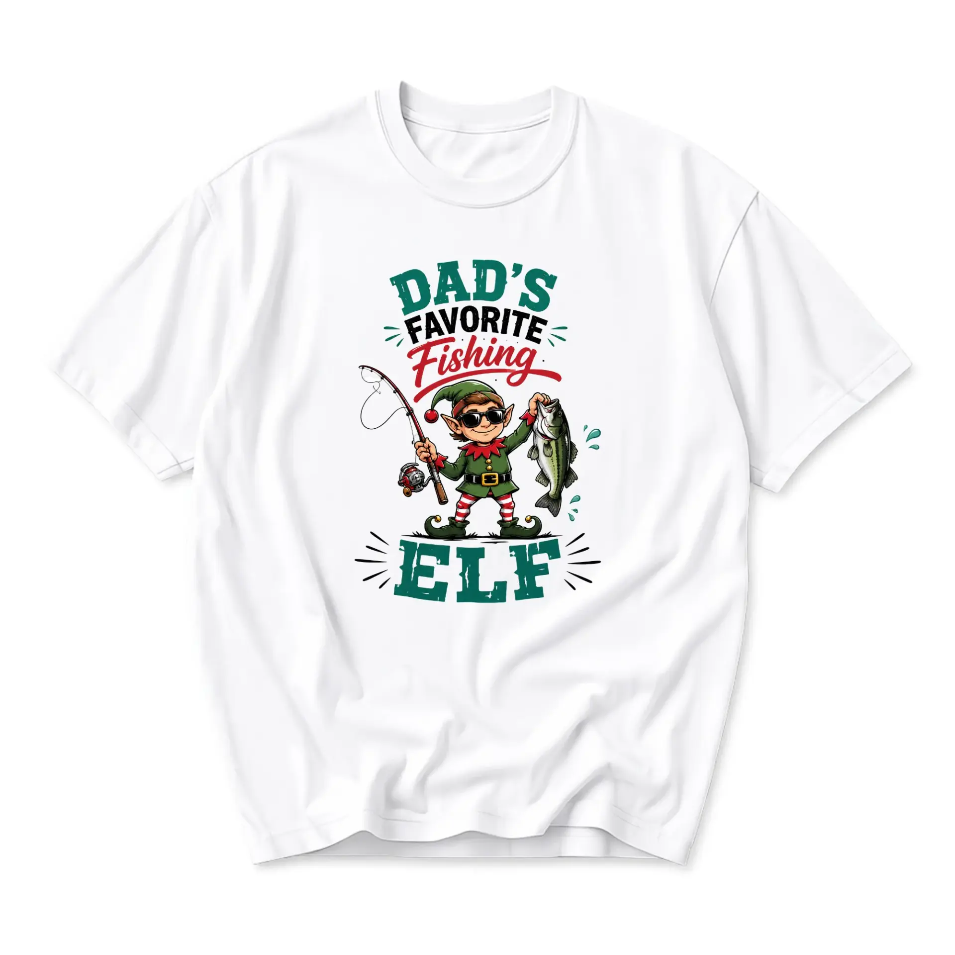 Funny Shirt Dad's Favorite Fishing Graphic Tee Unisex Casual Crew Neck Comfortable Cotton Blend Apparel Top