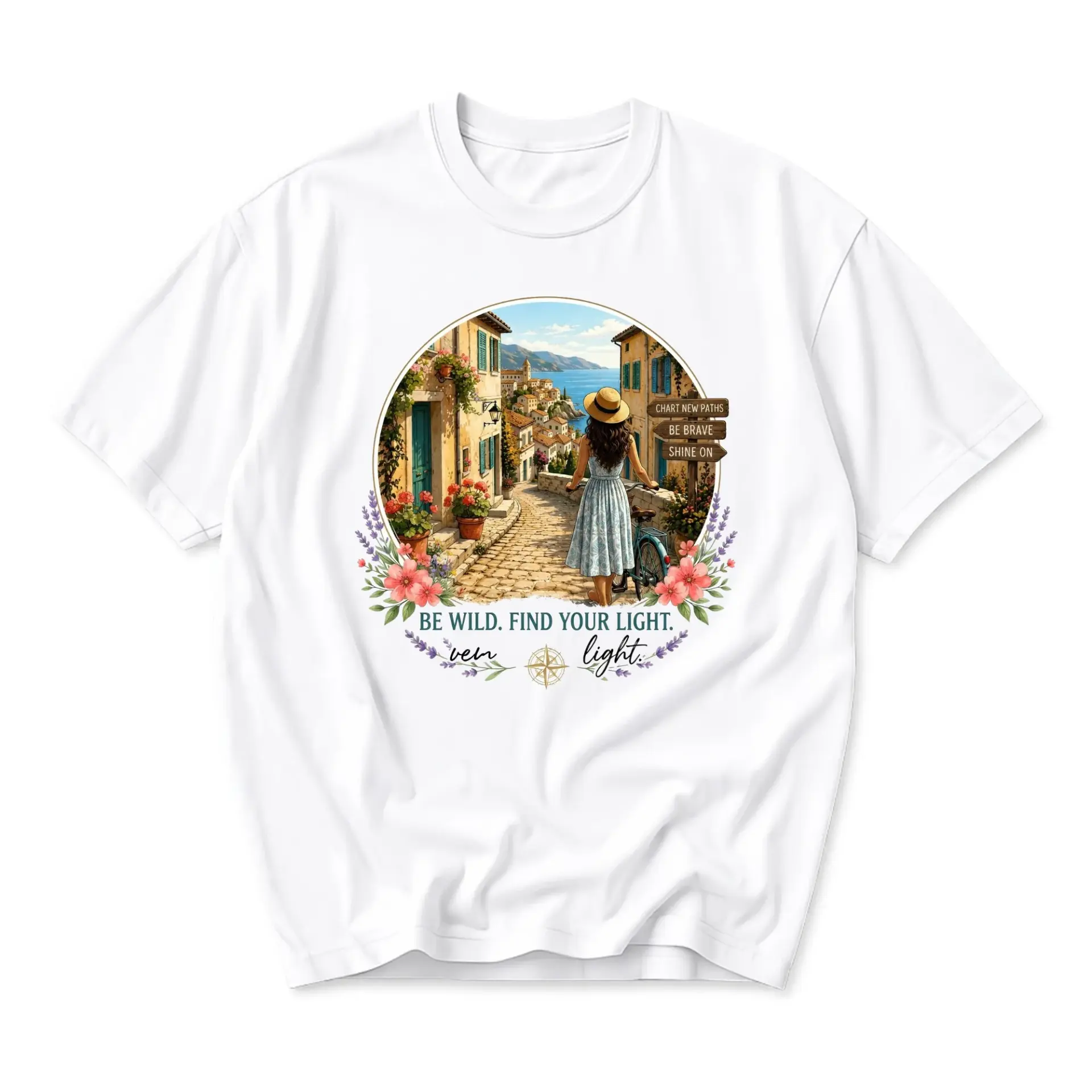 Graphic Tee Wanderlust Travel Illustration Unisex Crew Neck Short Sleeve Shirt for Casual Everyday Fashion Wear