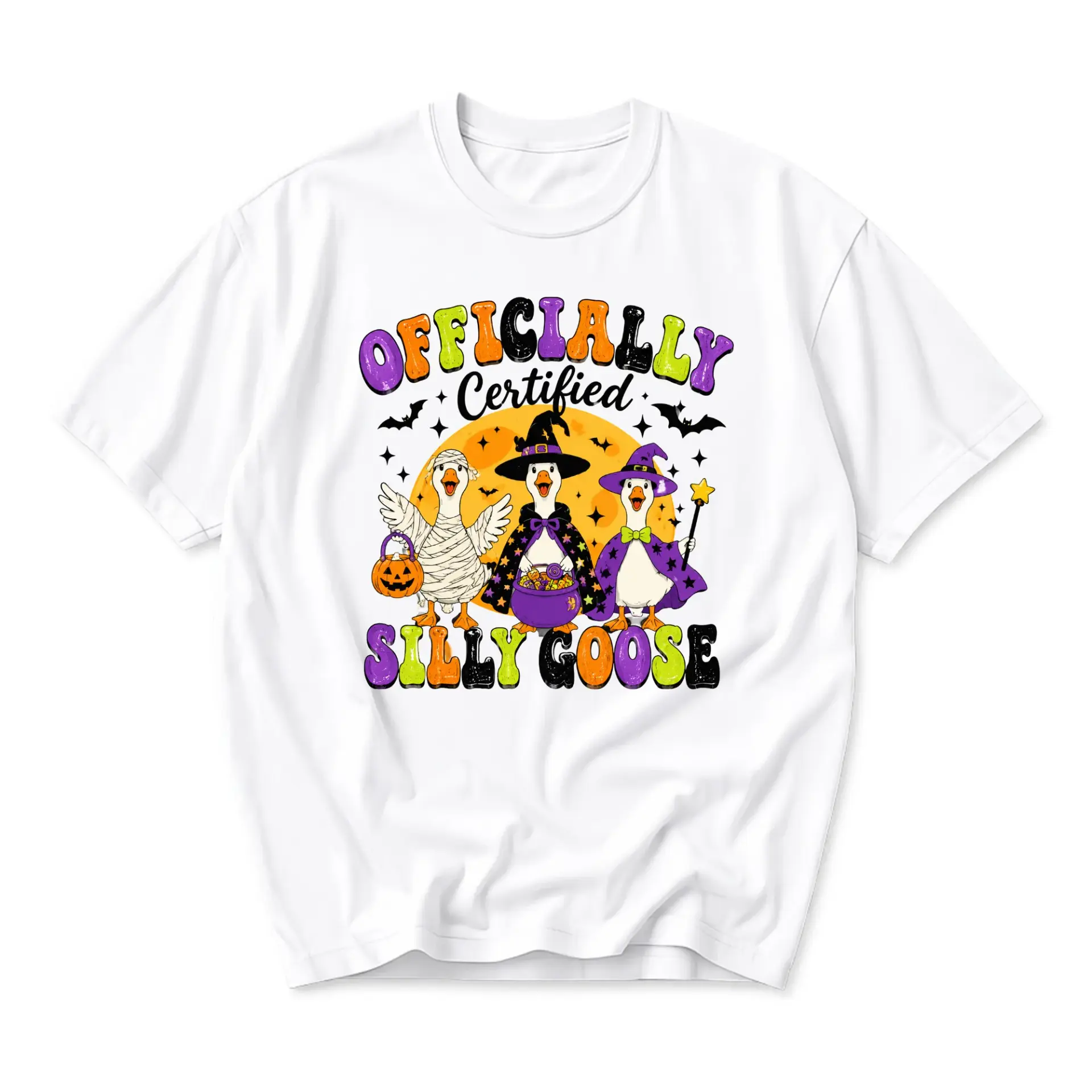 Funny Shirt Officially Certified Silly Goose Halloween Costume Unisex Graphic Printed T-Shirt White Crew Neck Tee