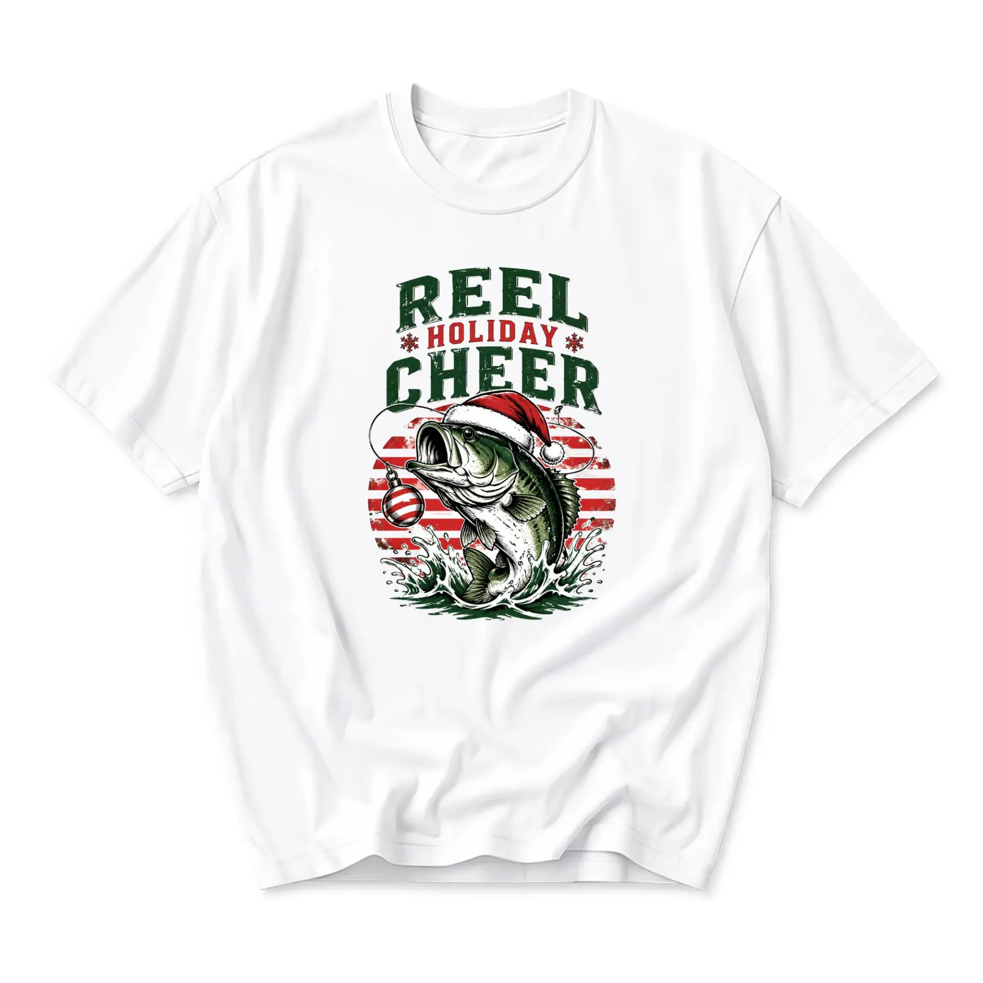 Graphic Tee Unisex Christmas Fishing Shirt Reel Holiday Cheer Fish Seasonal