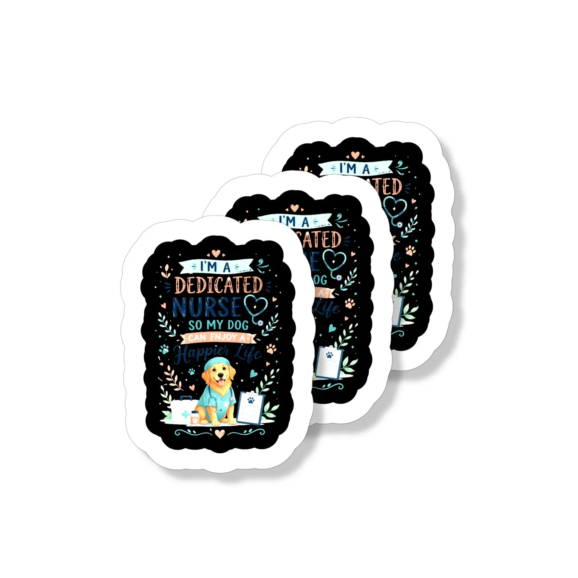 Vinyl Sticker Pack Dedicated Nurse Dog Owner Decals Waterproof Adhesive Die Cut Labels for Laptop Water Bottle Notebook