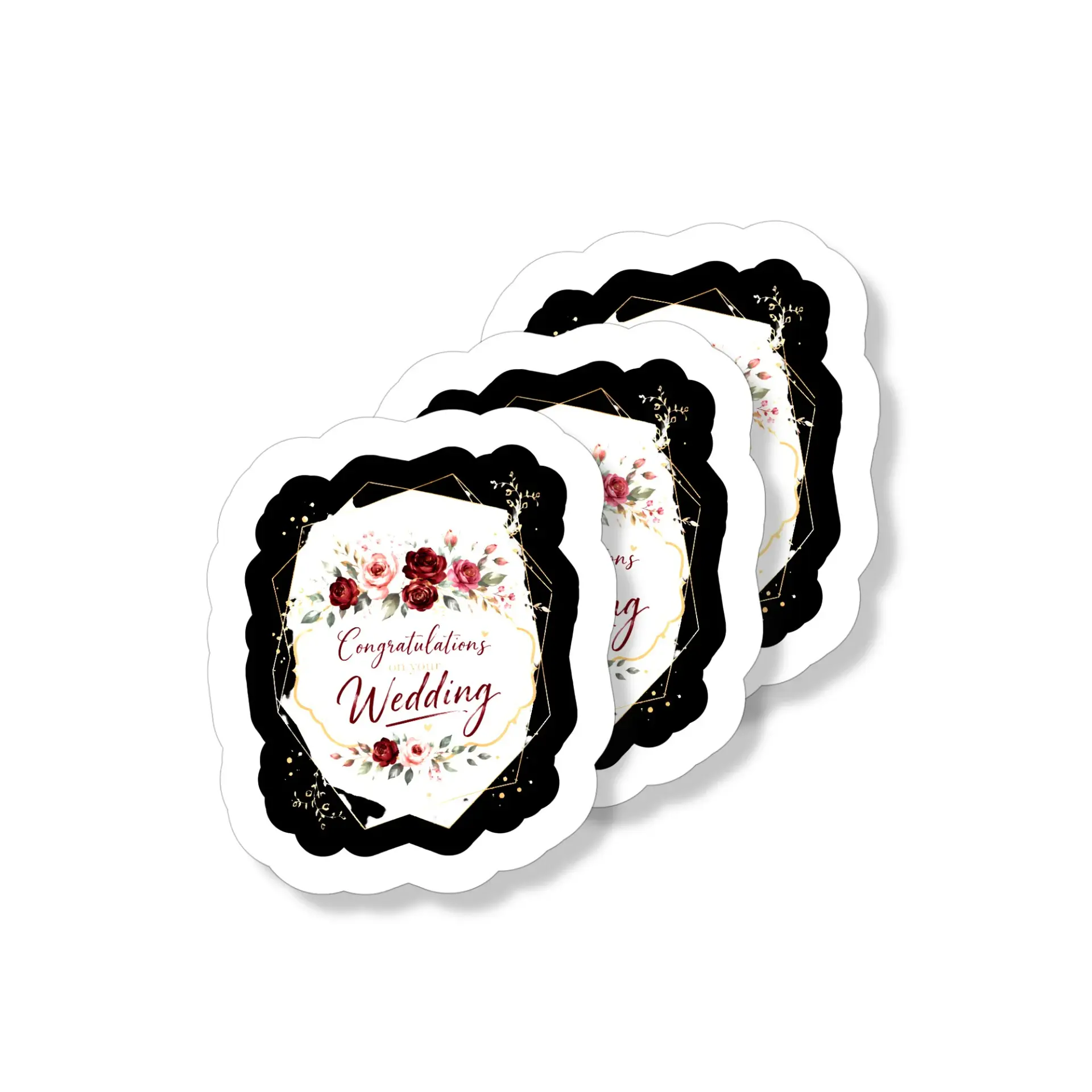 Vinyl Sticker Pack Congratulations Wedding Floral Design Decals for Laptops Water Bottles and Personal Accessories Set