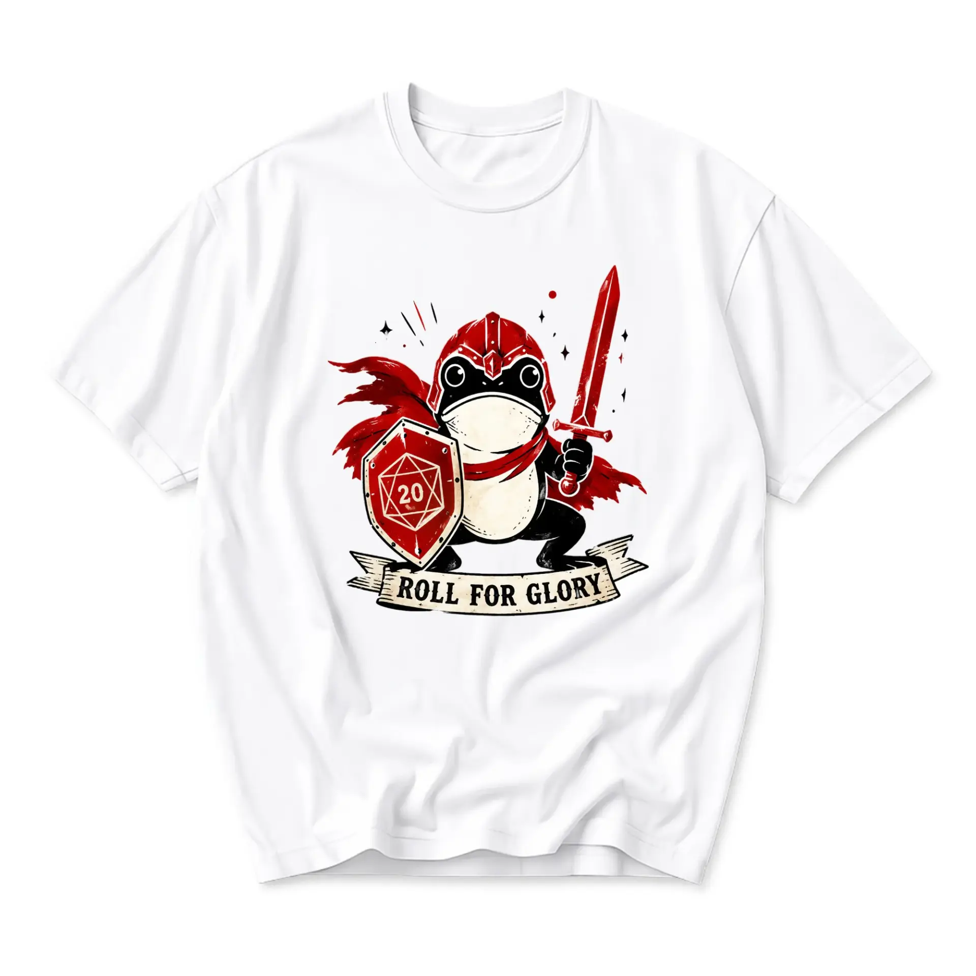 Graphic Tee Roll for Glory Frog Warrior Fantasy Dungeons and Dragons Inspired Unisex Cotton Crew Neck Short Sleeve Top