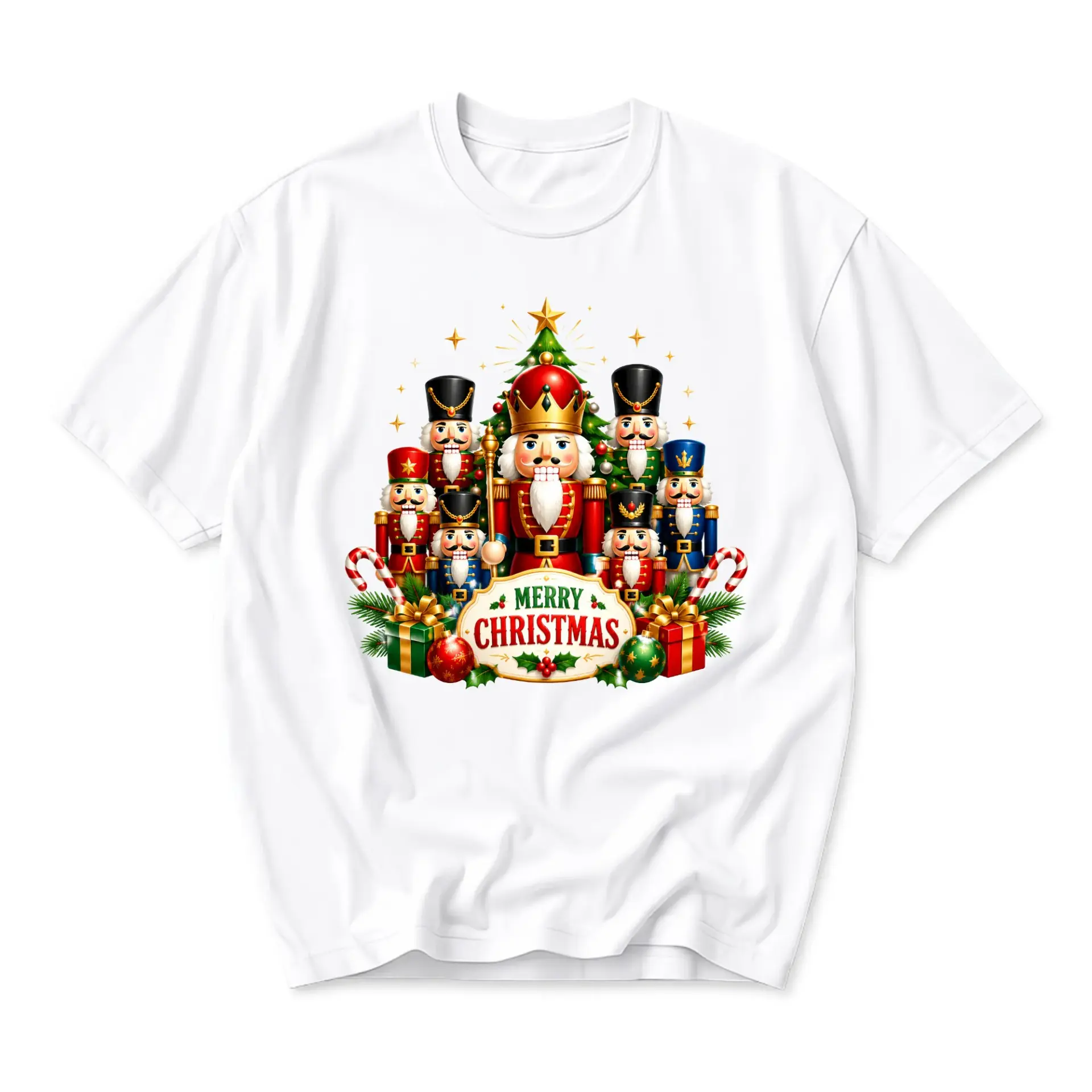 Graphic Tee Merry Christmas Nutcracker Holiday Unisex Casual Crew Neck Soft