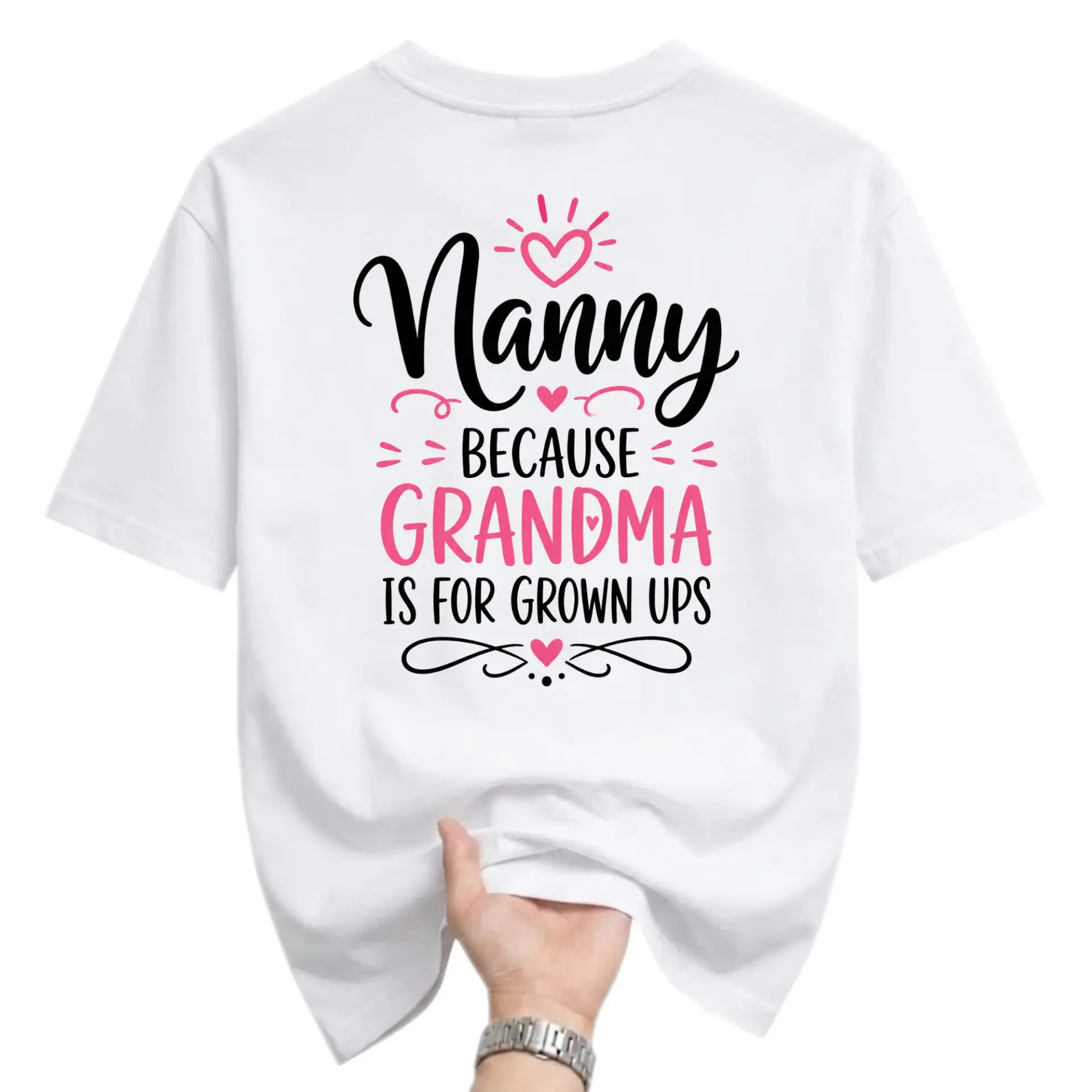 Funny Shirt Nanny Because Grandma Is for Graphic Tee Casual Unisex Crew Neck Short Sleeve Cotton Top