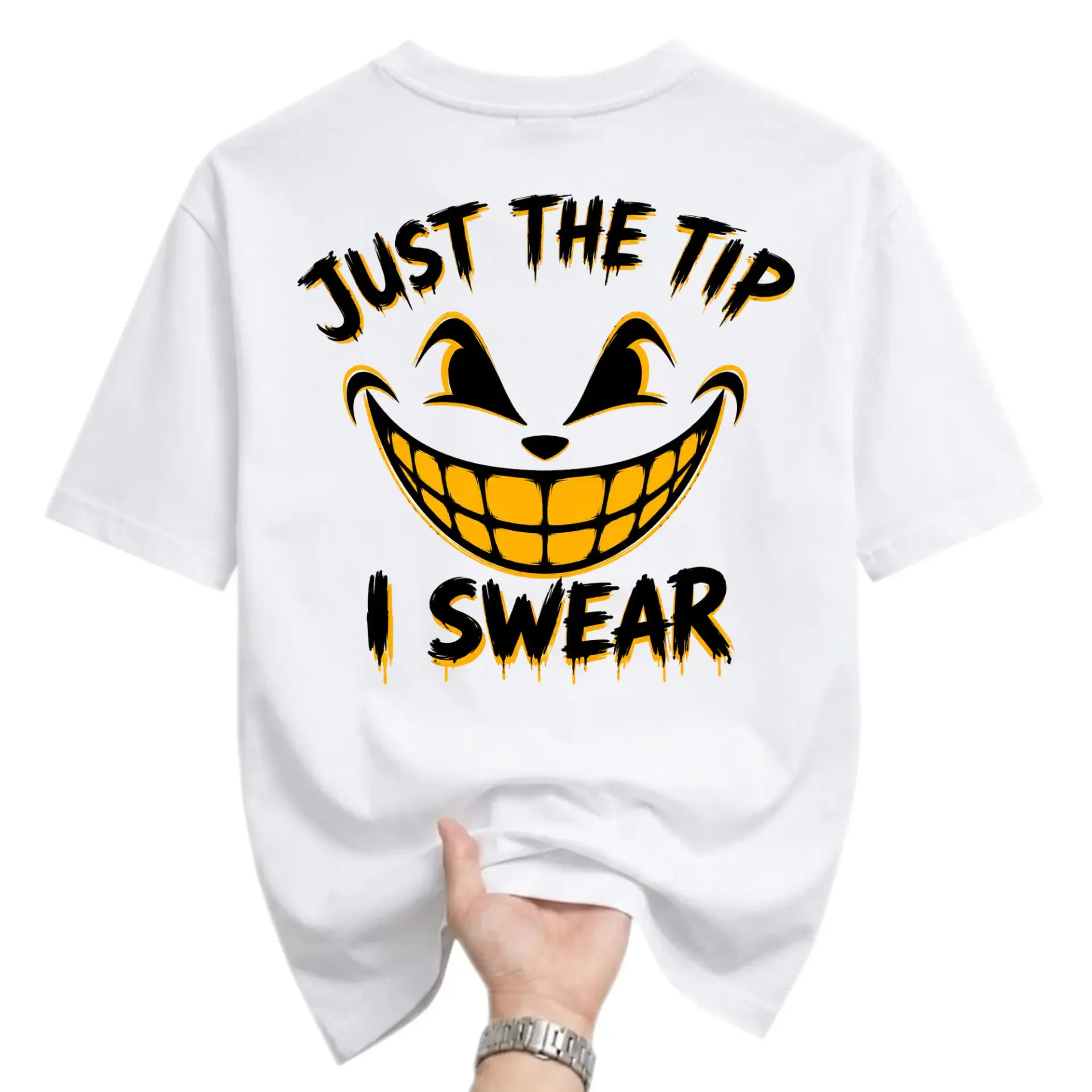 Funny Shirt Just the Tip I Swear Graphic Tee Unisex Casual Apparel for Men and Women Trendy Humor Top Cotton Blend