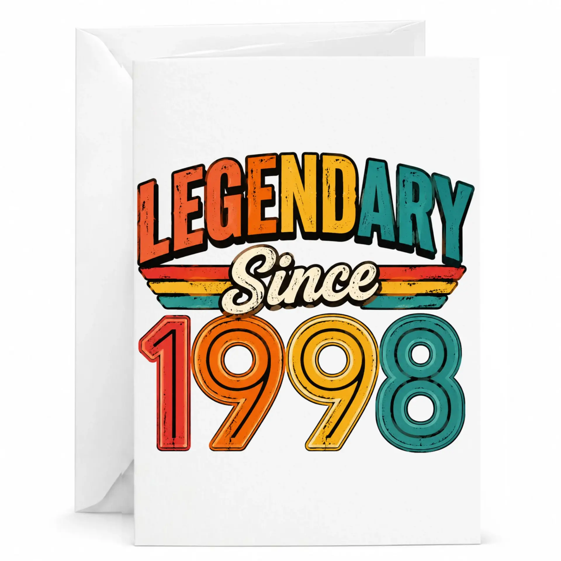 Birthday Card Legendary Since 1998 Vintage Style Retro Design Greeting Card for Milestone Celebration Anniversary