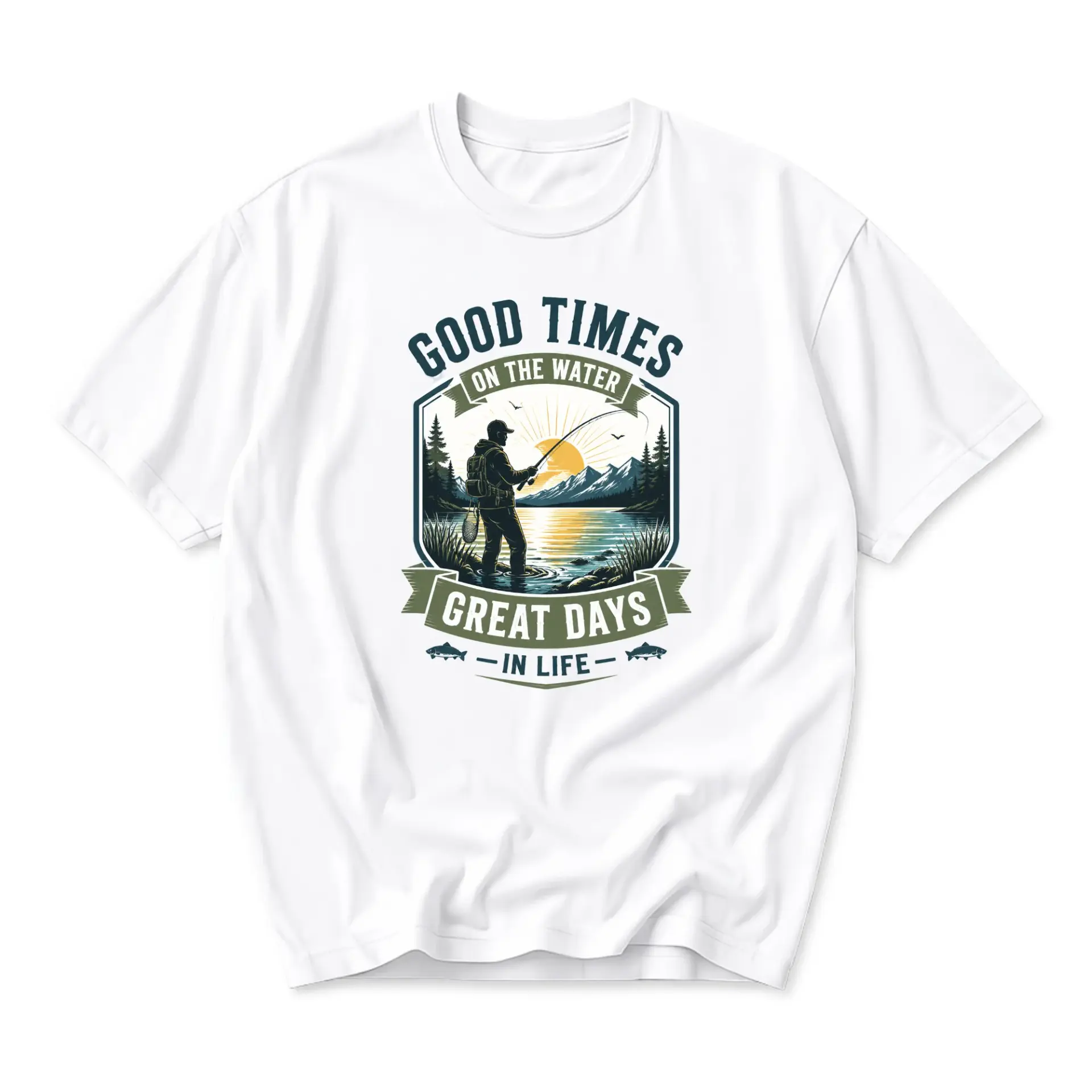 Graphic Tee Unisex Fishing Shirt Good Times Great Days in Life Outdoor Adventure Apparel