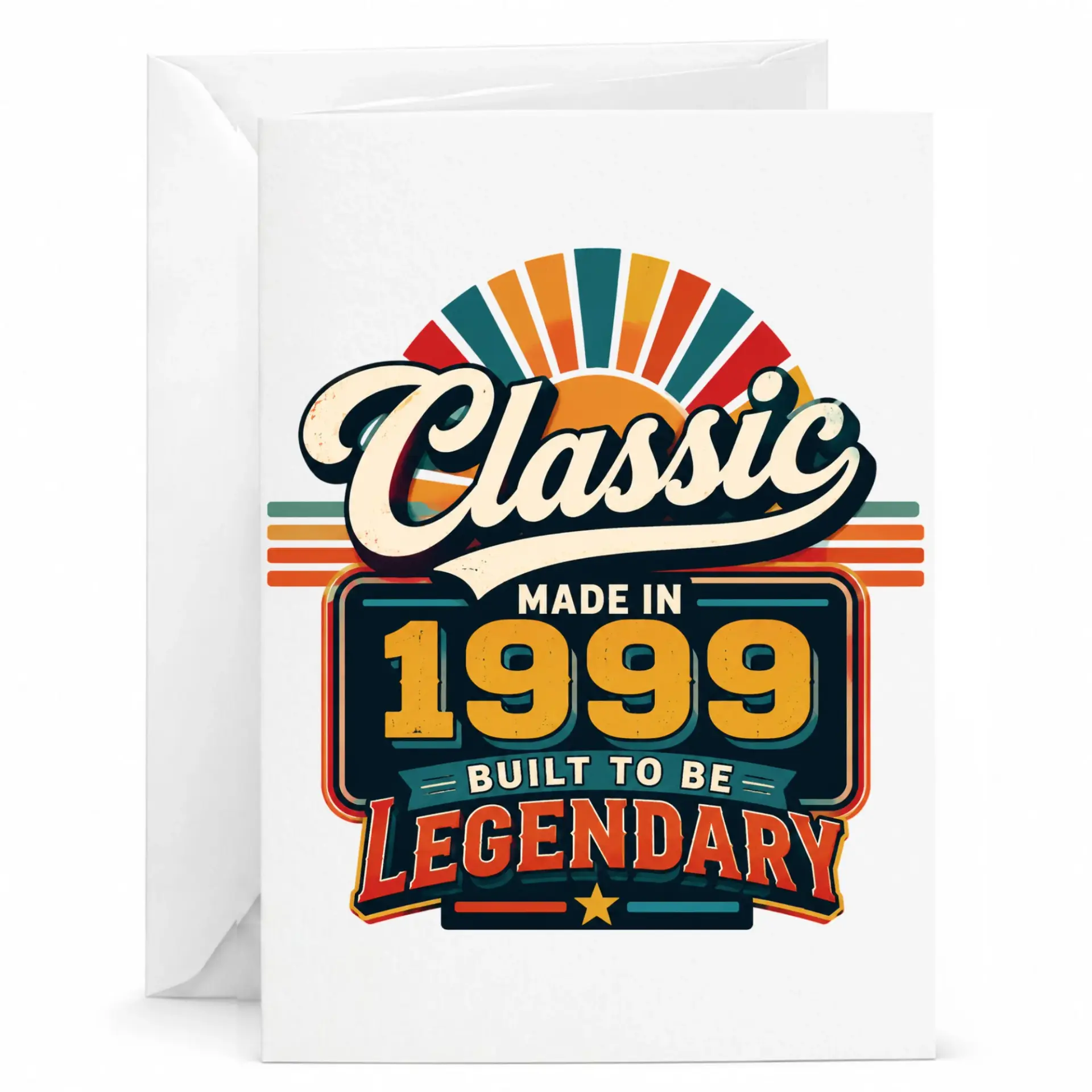 Birthday Card Classic Made in 1999 Built to Be Legendary Vintage Retro Style Greeting Card for Milestone Celebrations