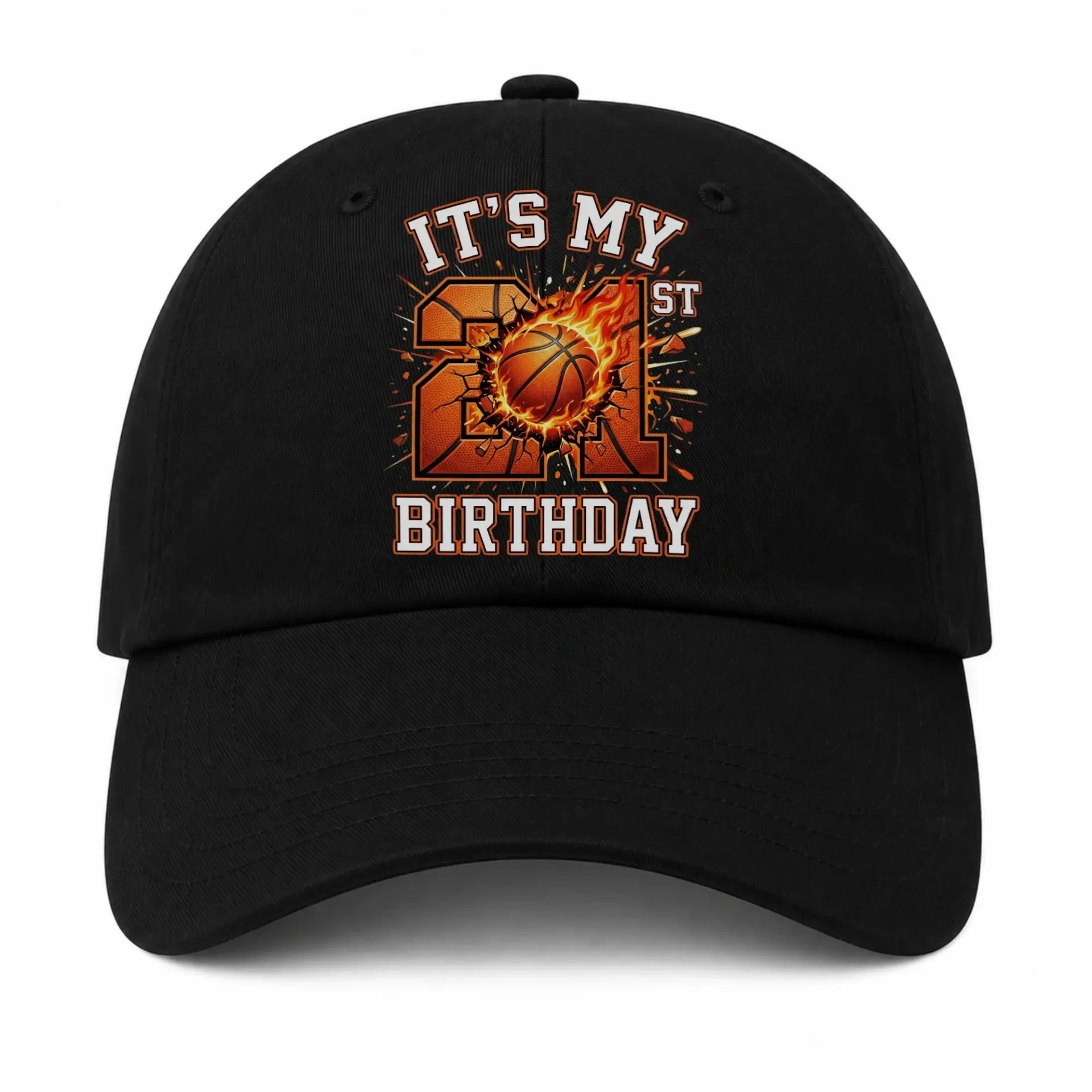Baseball Cap Basketball Themed Sporty Hat for Men and Women Adult Size