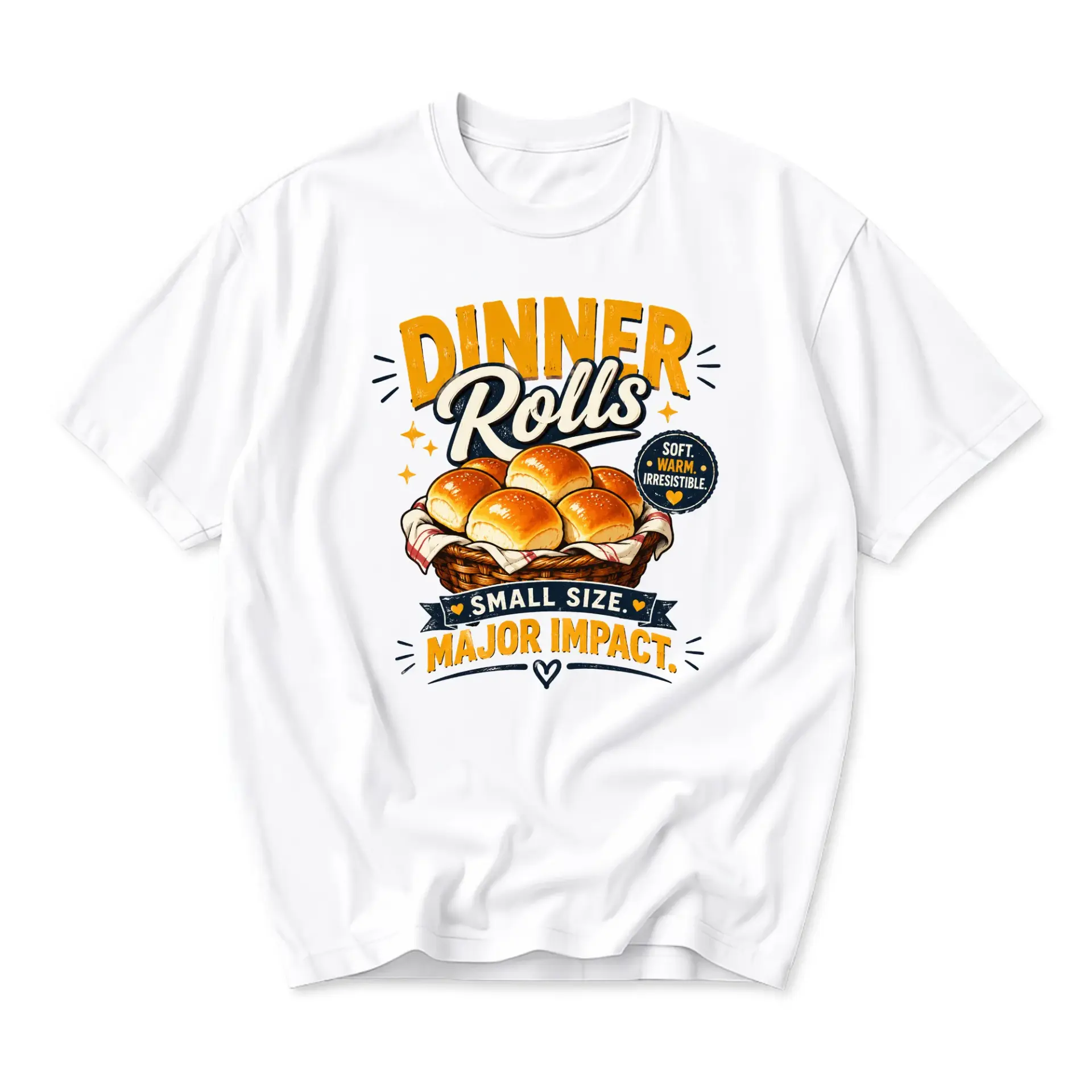 Funny Shirt Dinner Rolls Graphic Tee Unisex Casual Crew Neck Soft Cotton Blend Everyday Outfit Statement Top