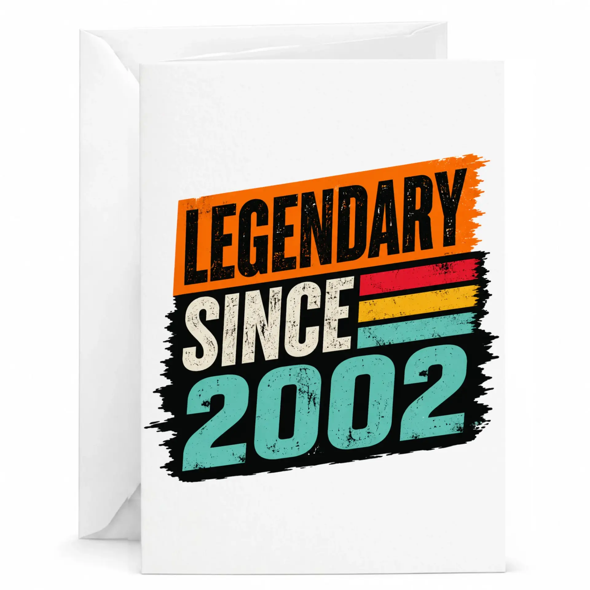 Birthday Card Legendary Since 2002 Retro Vintage Style Greeting Card for Birthday Milestone Celebration with Envelope