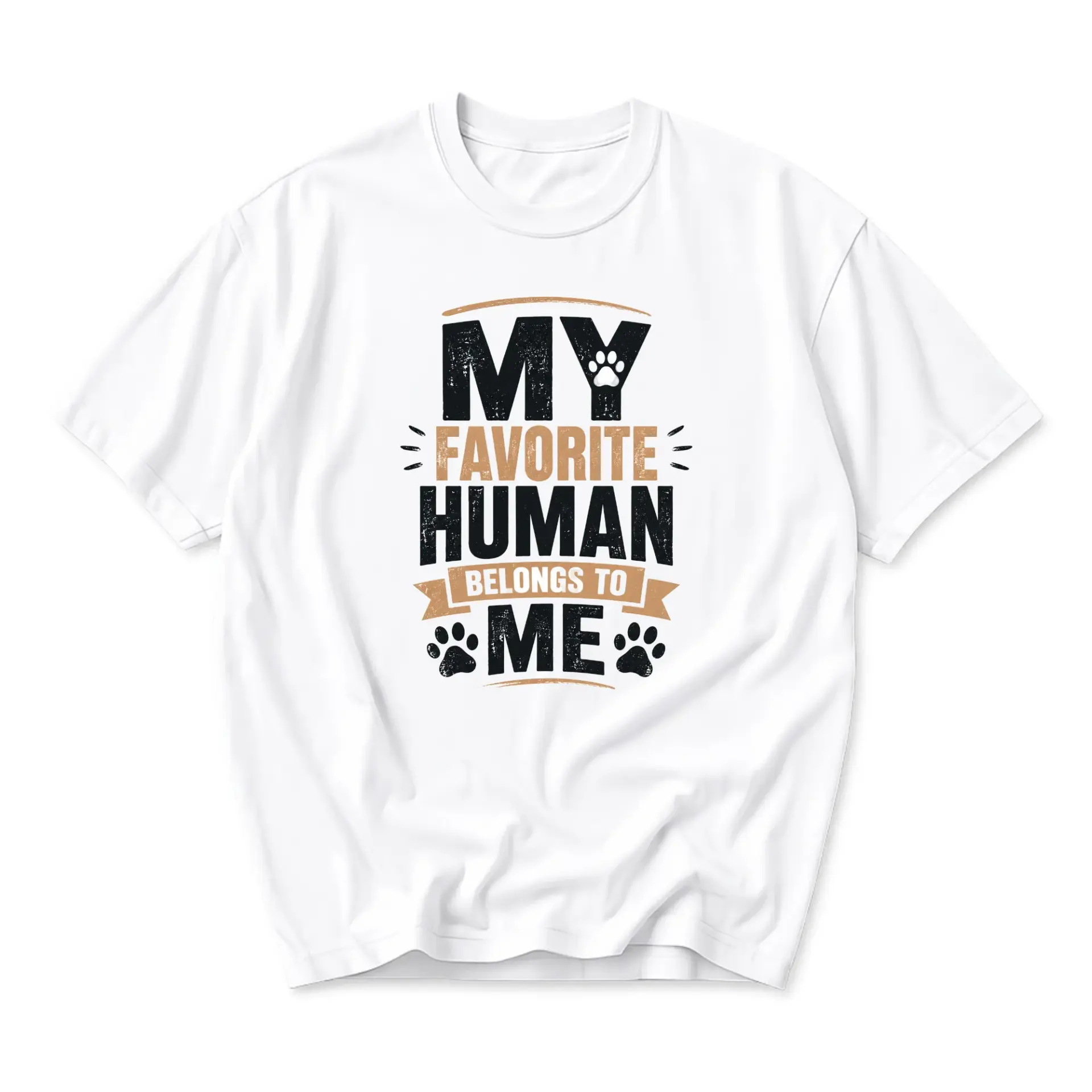 Graphic Tee My Favorite Human Belongs to Me Dog Paw Print Unisex Crew Neck