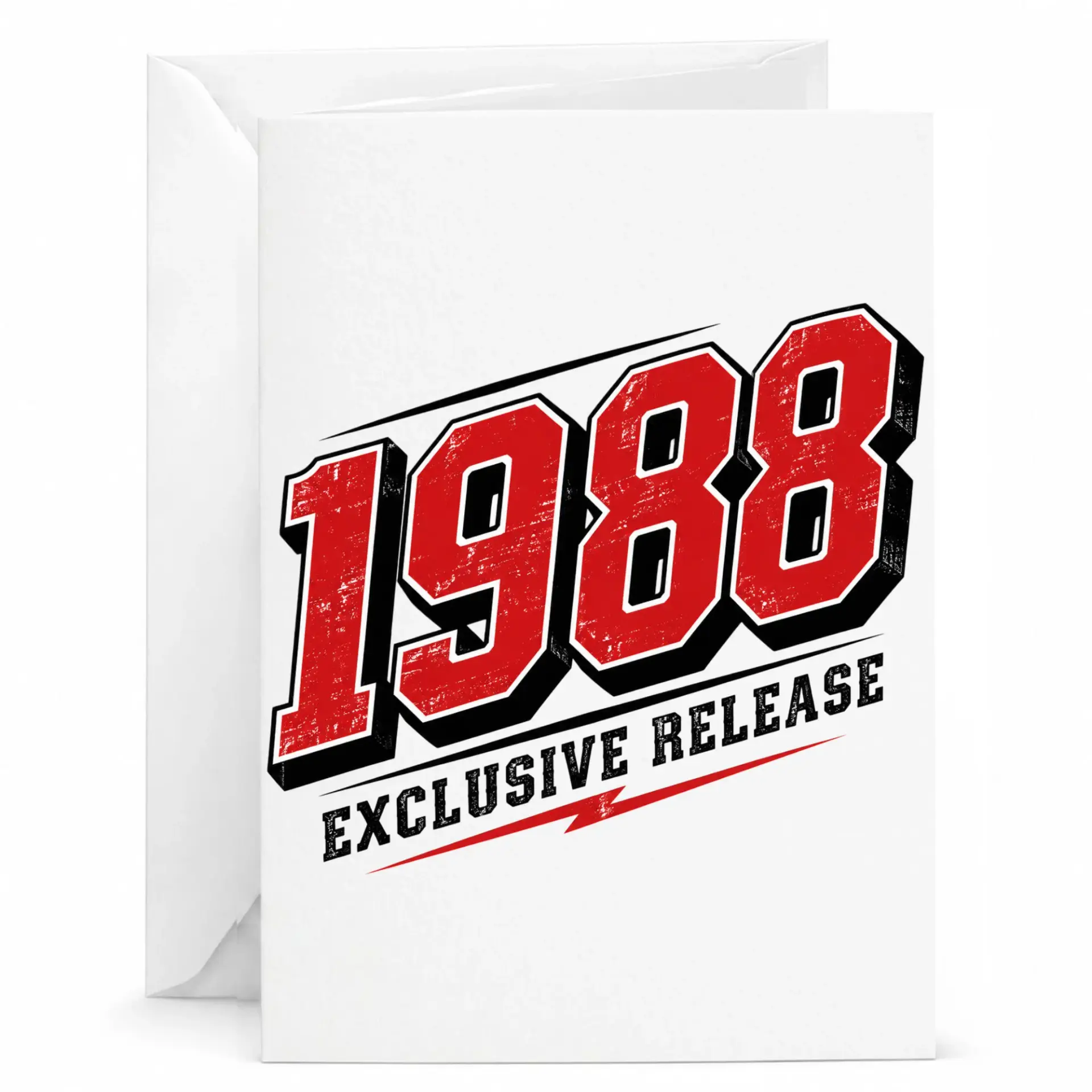 Birthday Card 1988 Exclusive Release Vintage Style Red Number Design Premium Greeting Card for Milestone Celebration