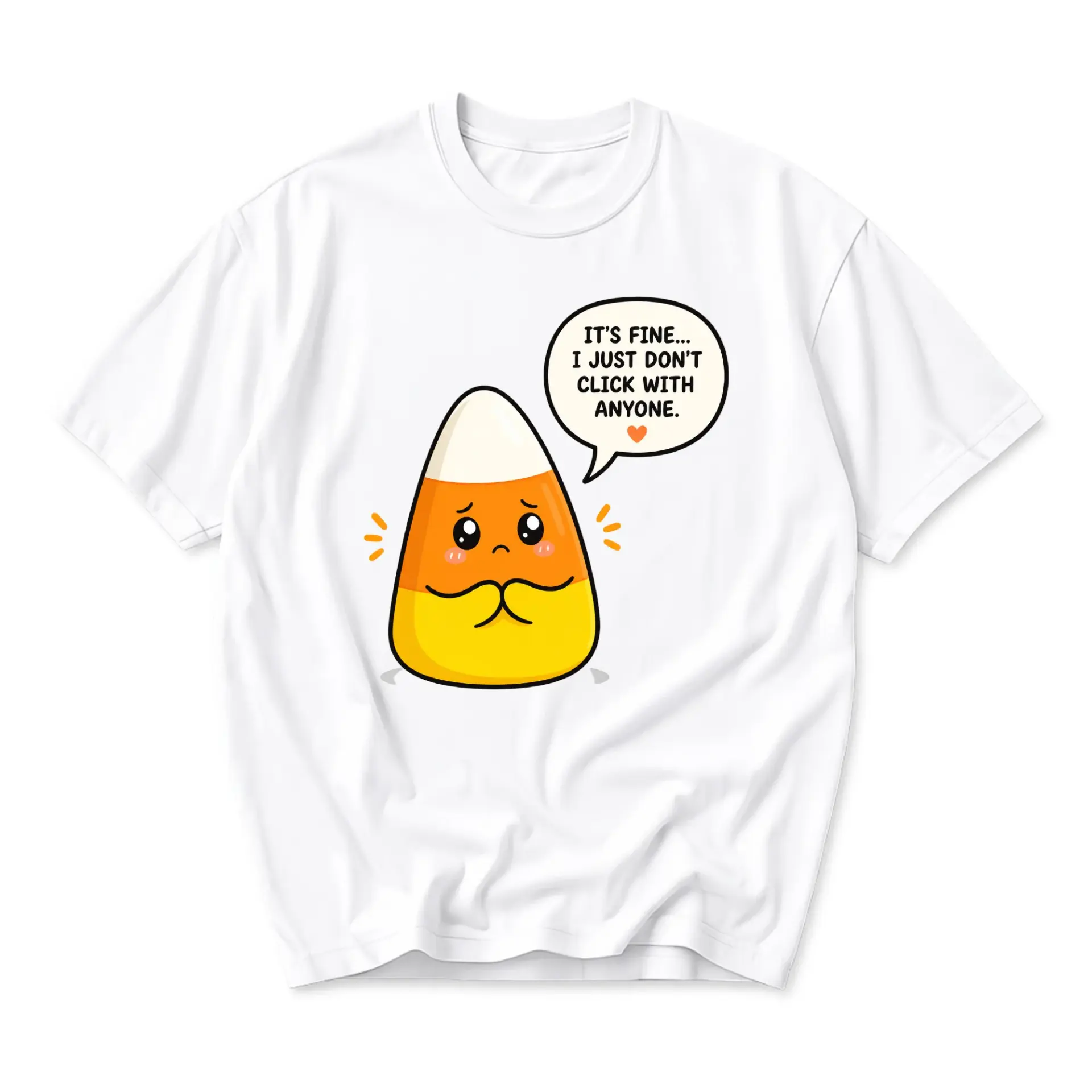 Funny Shirt Candy Corn Graphic Tee Introvert Social Humor Unisex Cotton Blend Casual Crew Neck Soft Comfortable Top