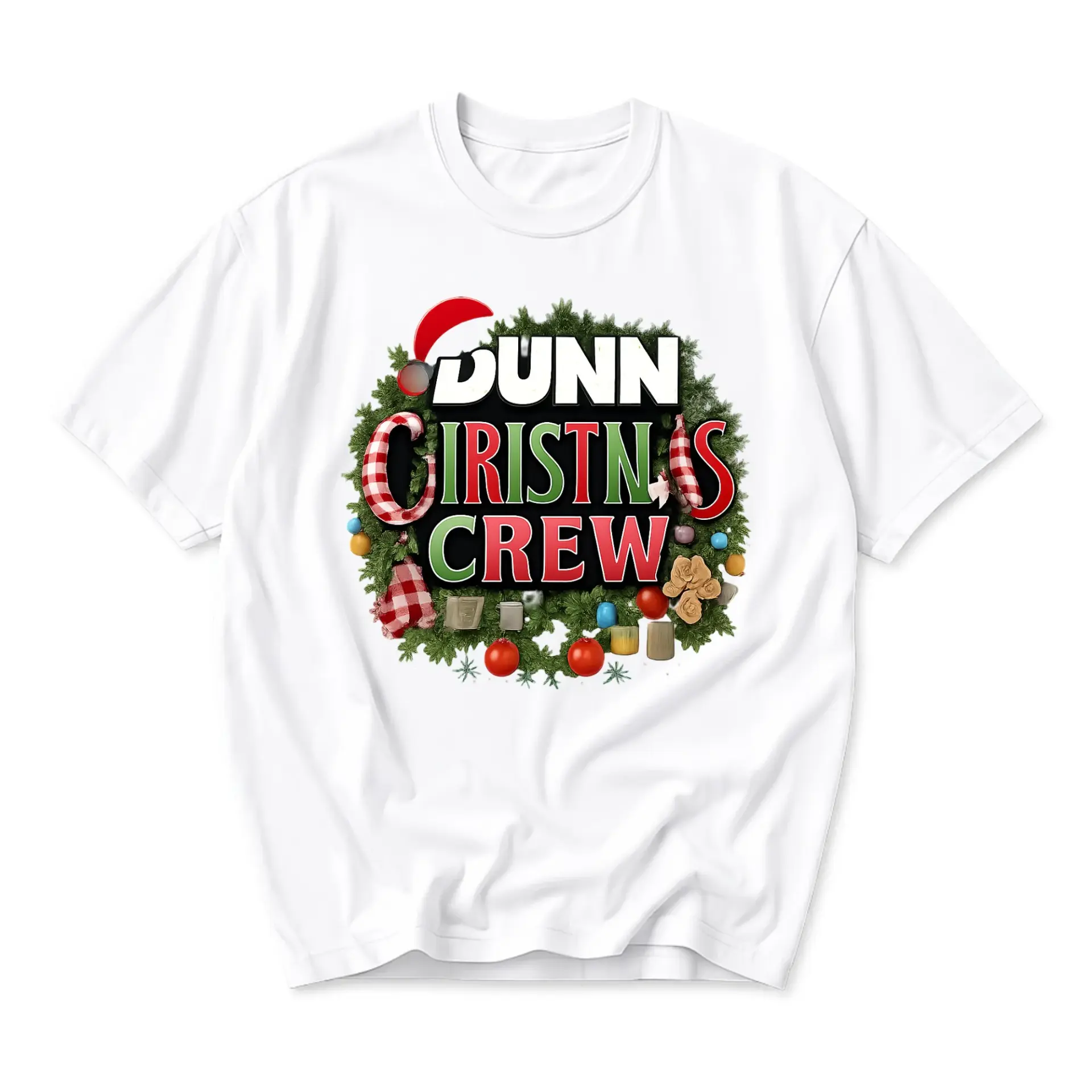 Funny Shirt Dunn Christmas Crew Graphic Tee Festive Holiday Wreath Unisex