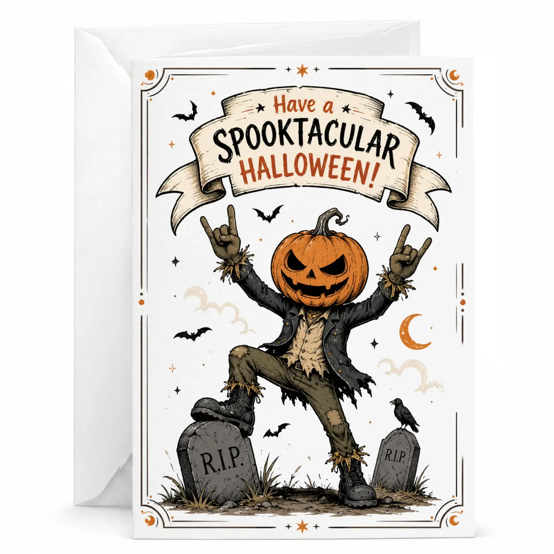 Holiday Card Funny Spooktacular Halloween Rocking Pumpkin Greeting
