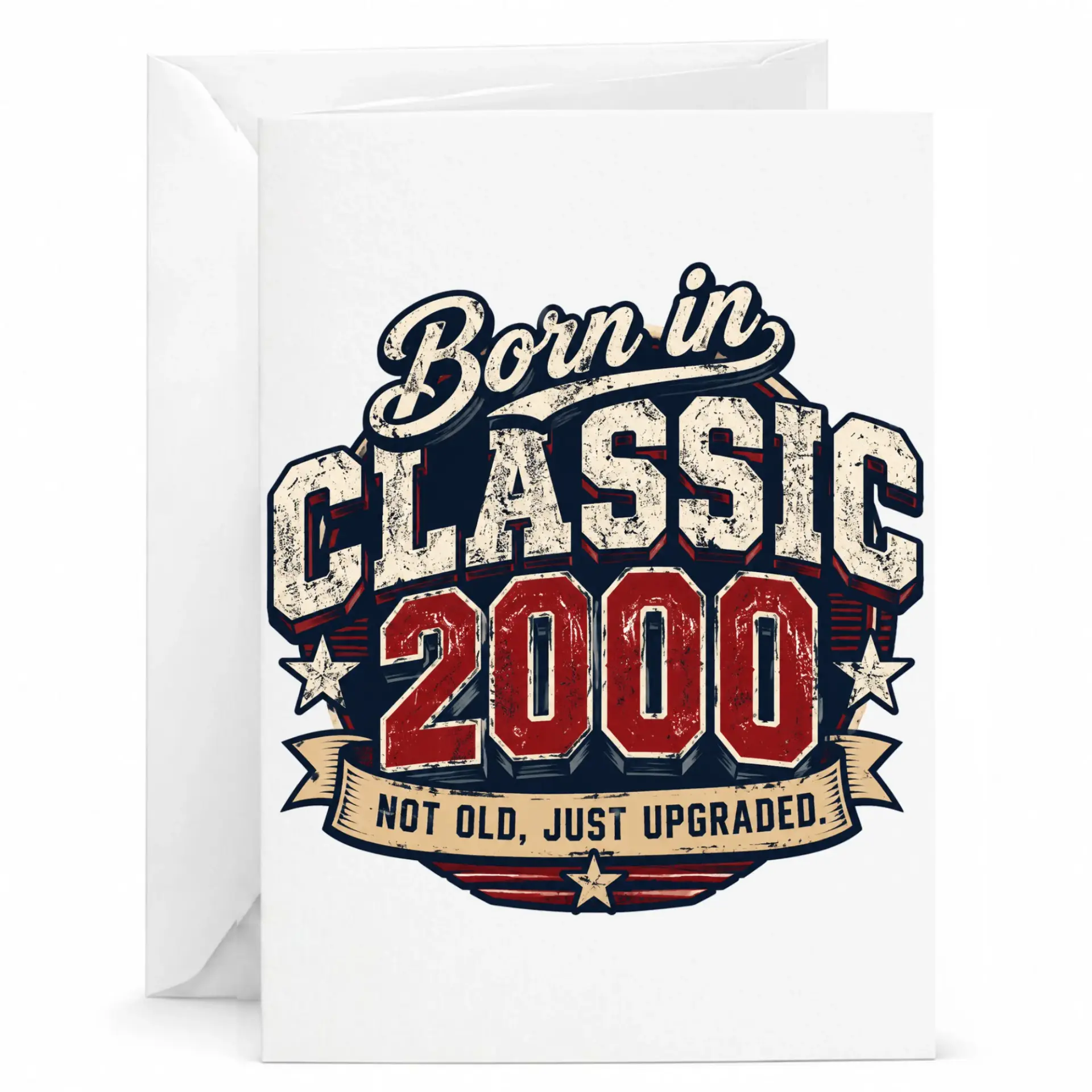 Birthday Card Born in Classic 2000 Not Old Just Upgraded Funny Vintage Style Greeting Card for Birthday Celebration