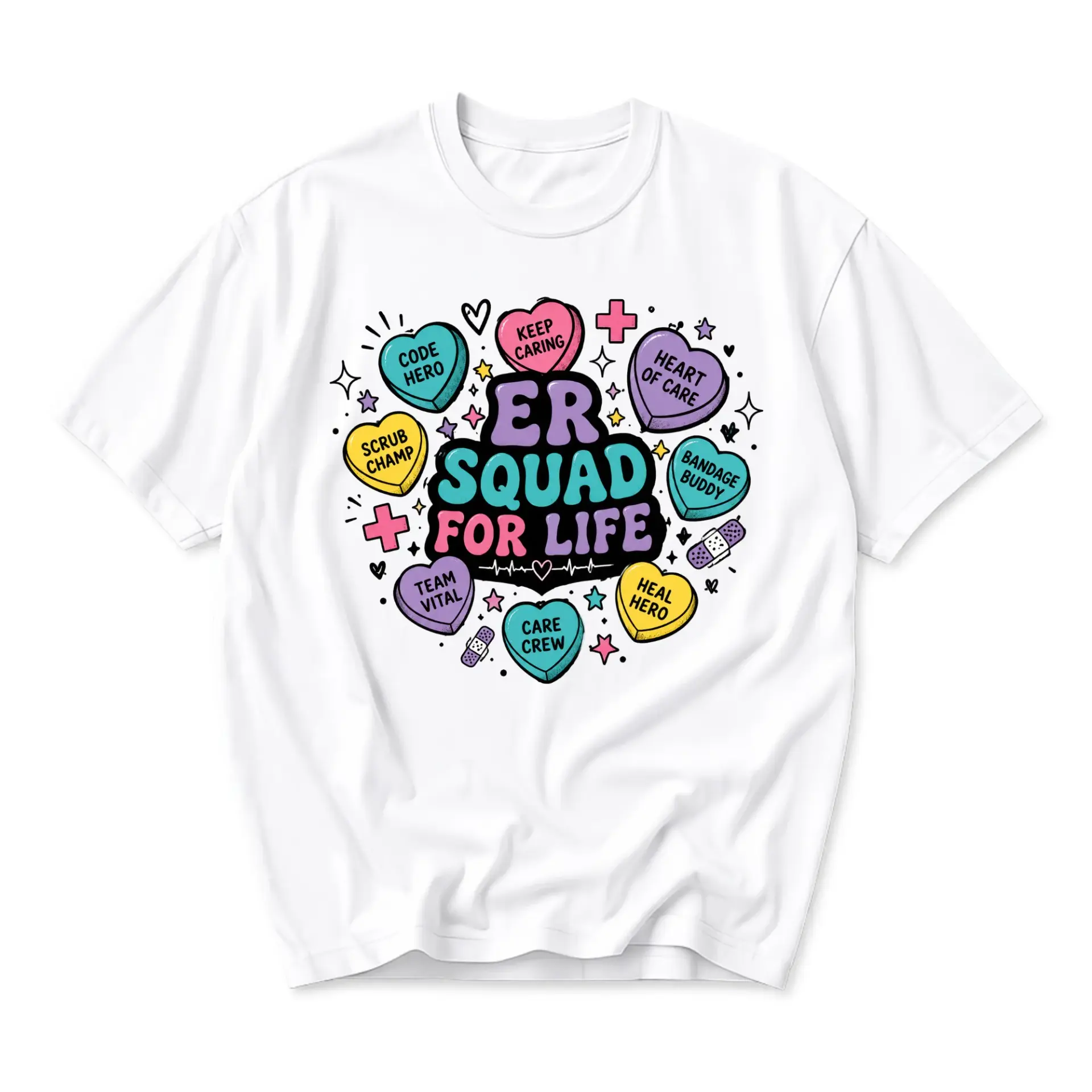 Graphic Tee Er Squad for Life T-Shirt Healthcare Professional Nursing Apparel Casual Cotton Unisex Crew Neck Shirt
