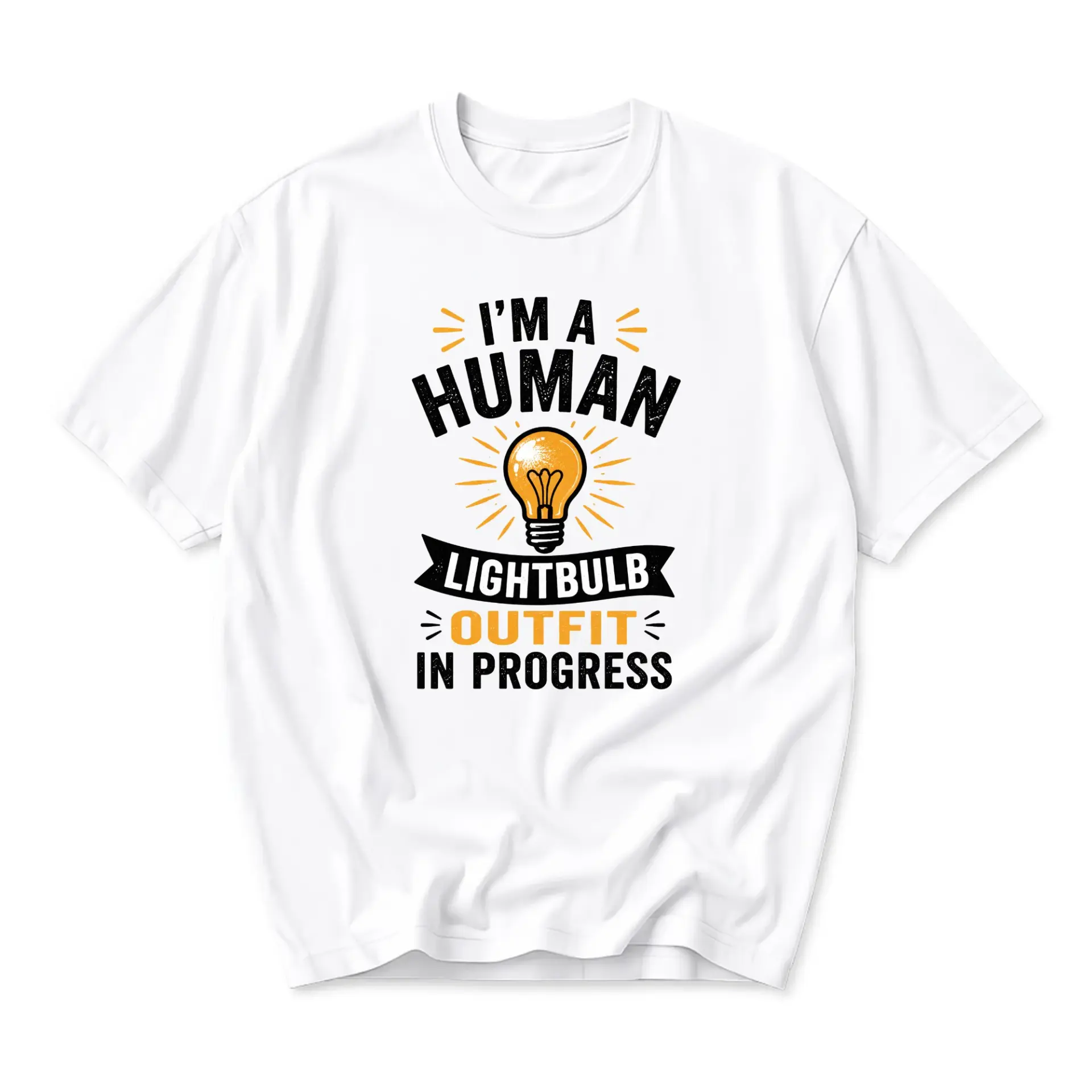 Funny Shirt I Am a Human Lightbulb Outfit in Progress Graphic Tee Unisex Casual Short Sleeve Cotton Blend Top