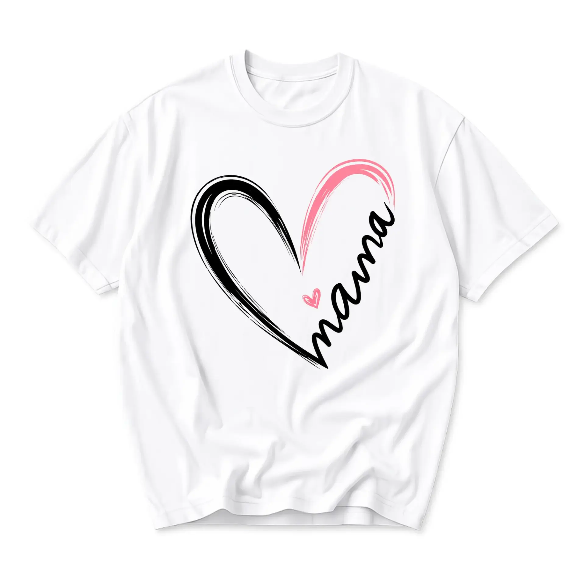 Graphic Tee Mama Heart Print Unisex Crew Neck Shirt for Casual Everyday Wear Soft Cotton Blend Comfortable Apparel