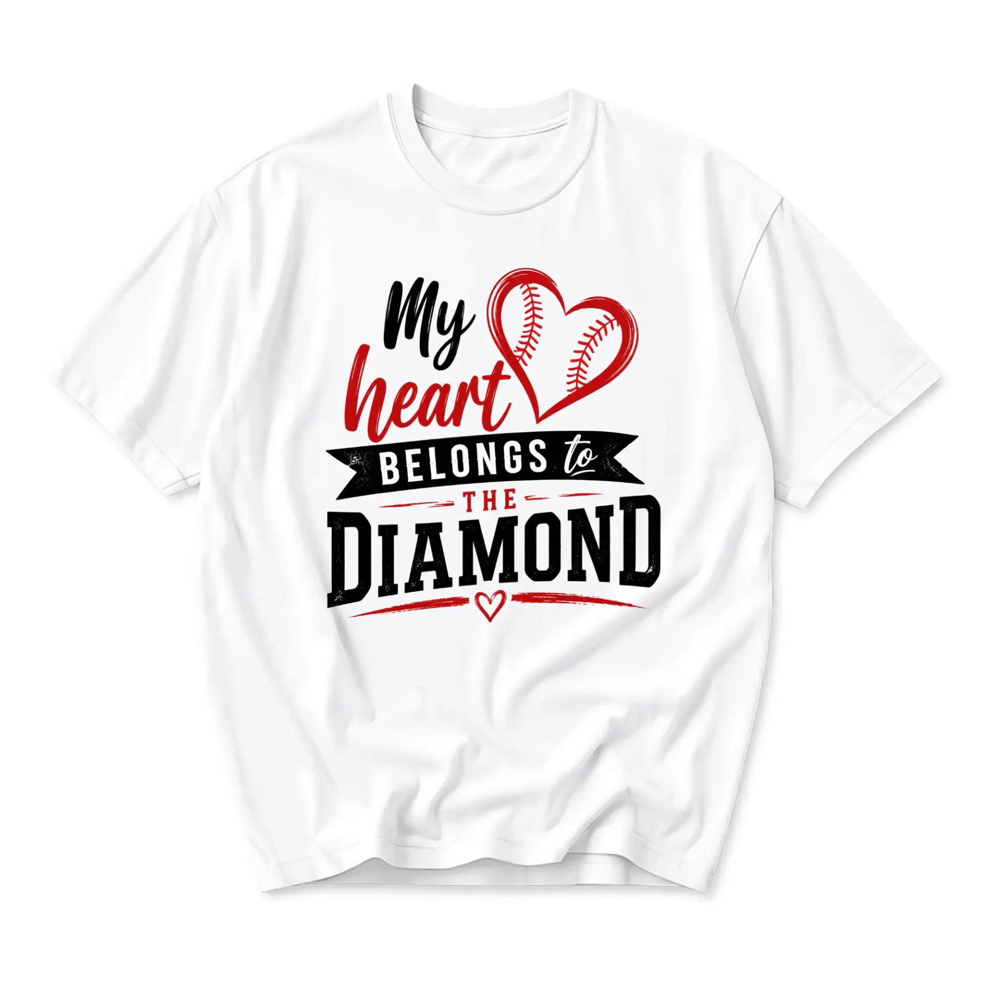 Graphic Tee My Heart Belongs to the Baseball Lover Unisex Crew Neck Cotton Blend Soft Everyday Casual Shirt