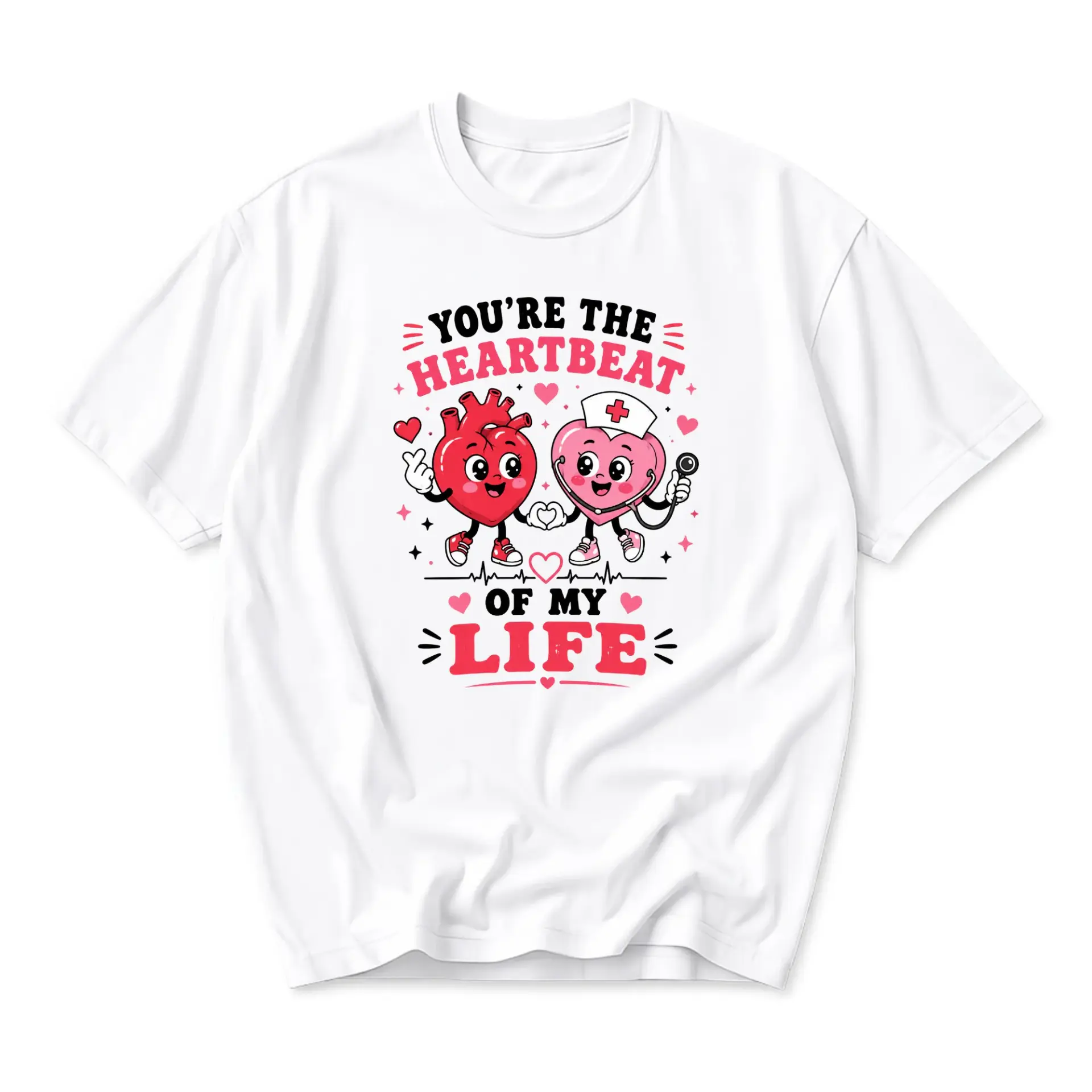 Graphic Tee You Are the Heartbeat of My Life Funny Medical Profession Illustration Unisex Crew Neck Cotton Shirt