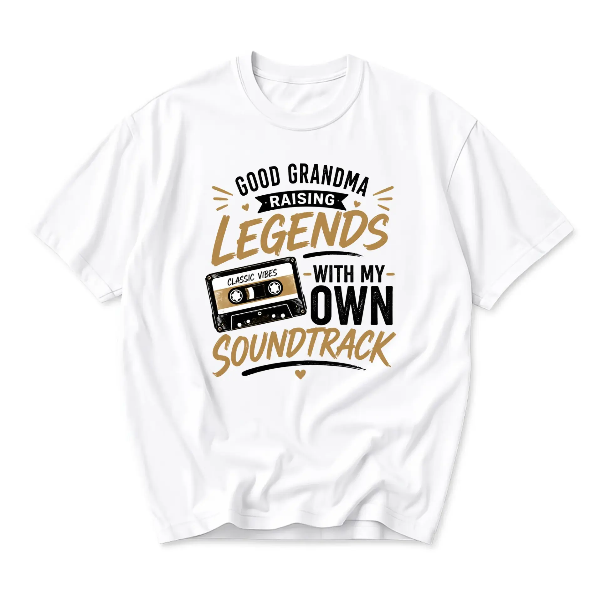 Funny Shirt Good Grandma with My Own Soundtrack Retro Cassette Tape Graphic Unisex Crew Neck Tee