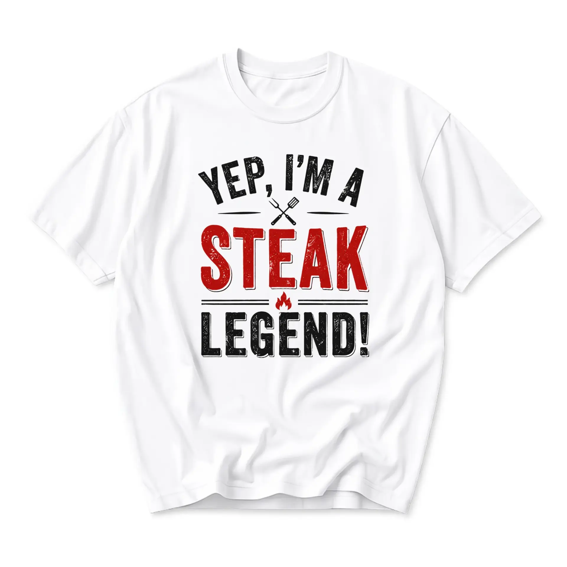Funny Shirt Yep I Am a Steak Legend Graphic Tee for Barbecue Enthusiasts Unisex Casual Crew Neck Soft Cotton Blend Top
