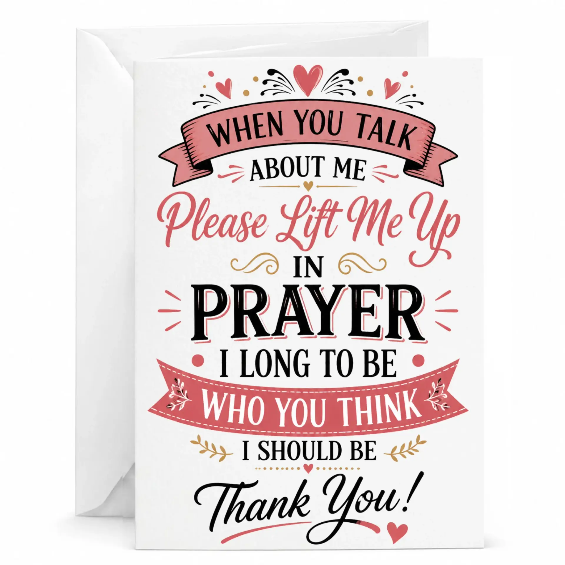 Inspirational Prayer Greeting Card for Friends and Family Religious Encouragement Note with of Gratitude