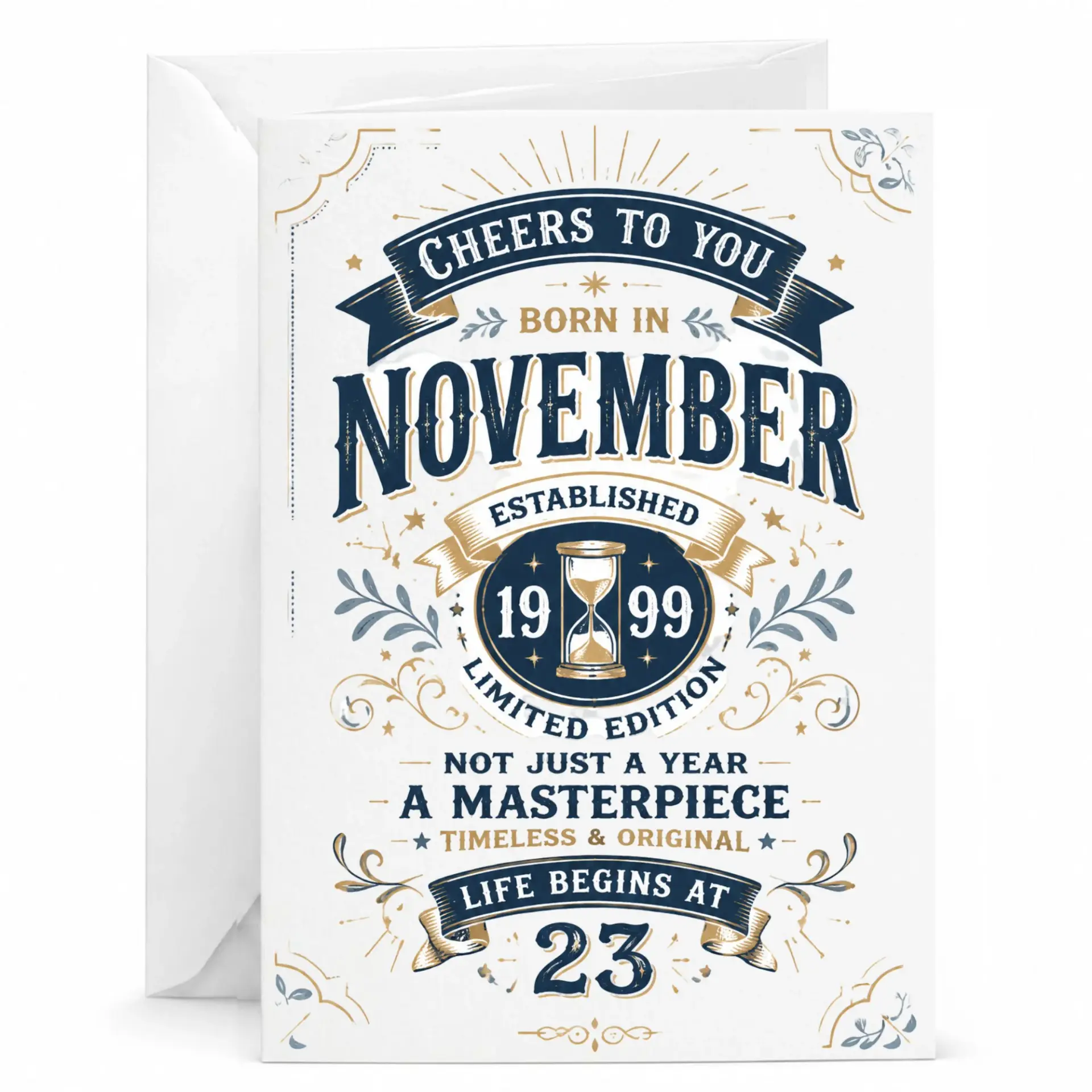 Birthday Card Born in November 1999 Limited Edition Vintage Style Greeting Card for 23rd Birthday Milestone Celebration