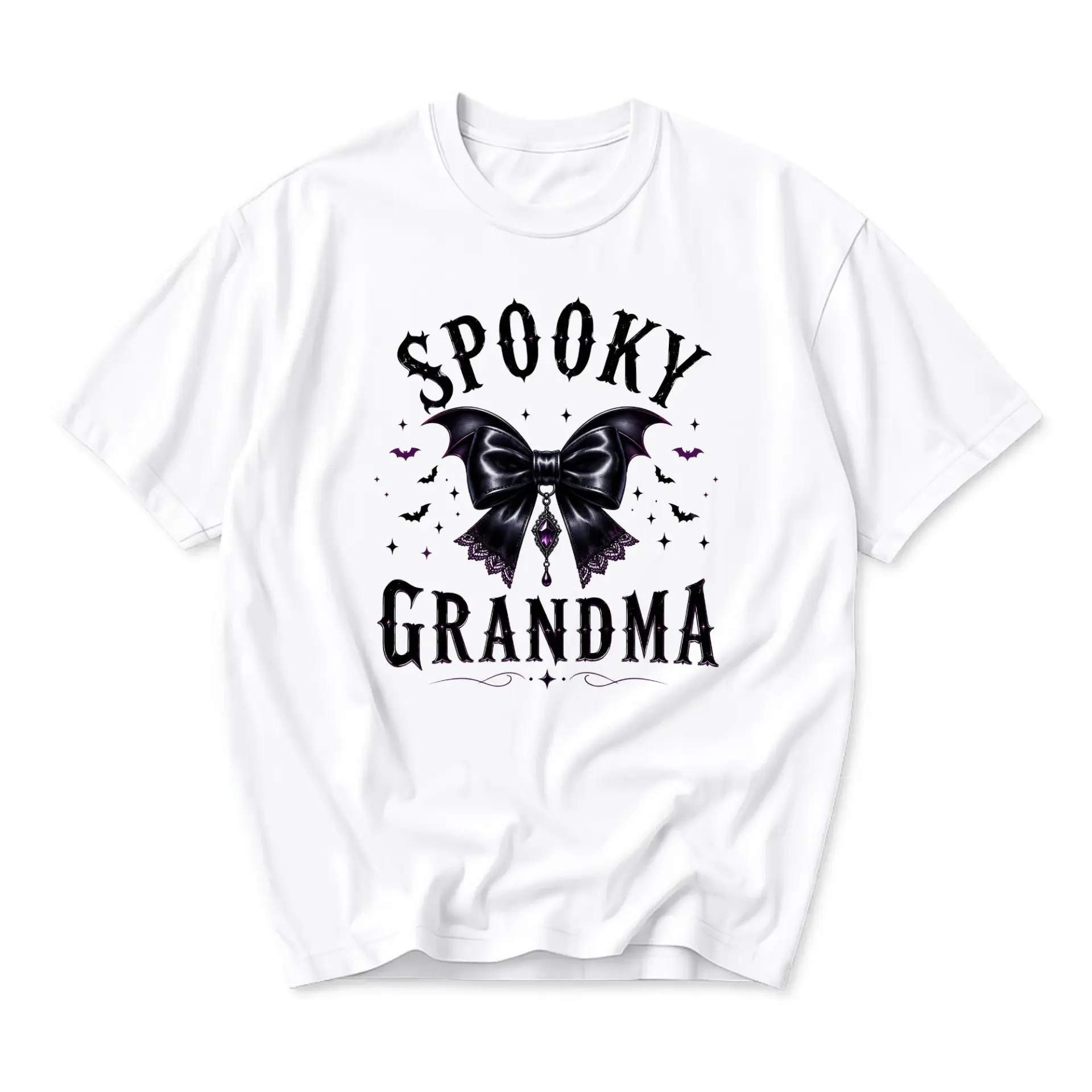 Graphic Tee Spooky Grandma Shirt Unisex Crew Neck Short Sleeve Cotton Blend Apparel for Casual Everyday Wear