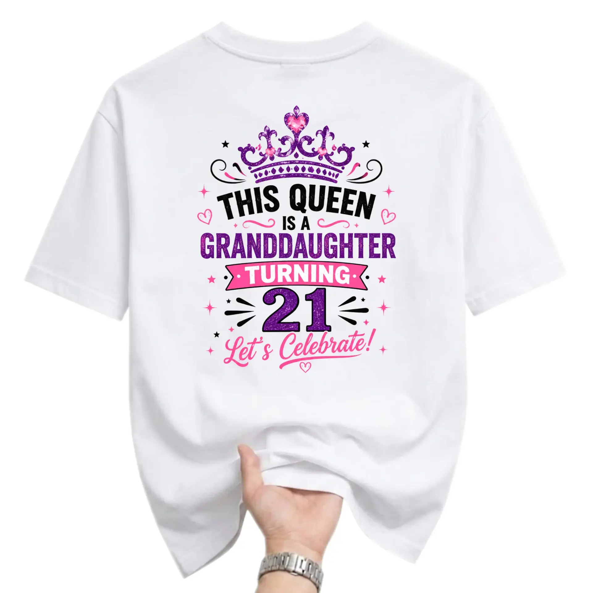 Graphic Tee This Queen Is a Granddaughter Turning 21 Birthday Shirt Casual Unisex Crew Neck Short Sleeve Cotton Top