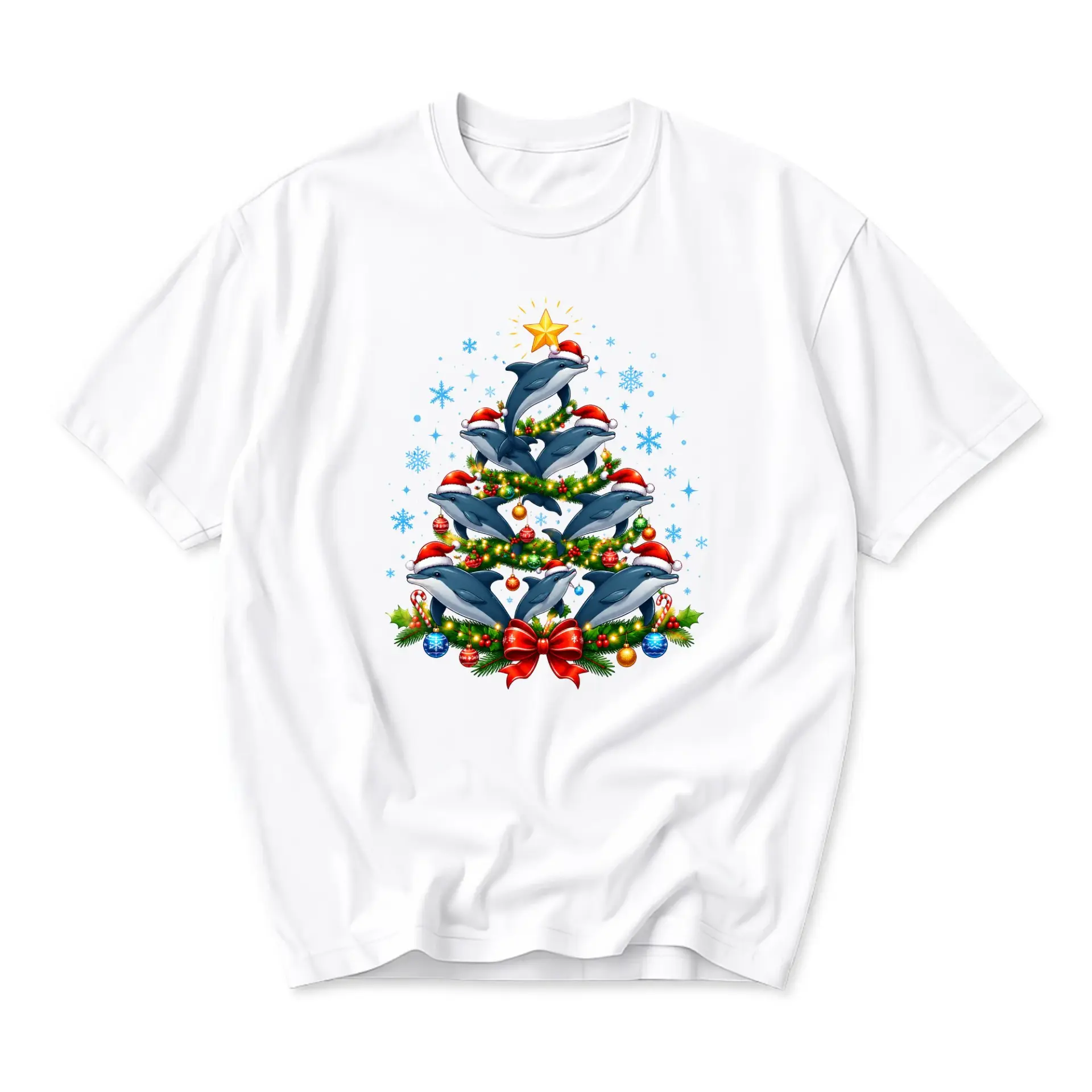 Graphic Tee Unisex Crew Neck T-Shirt Featuring a Festive Christmas Tree