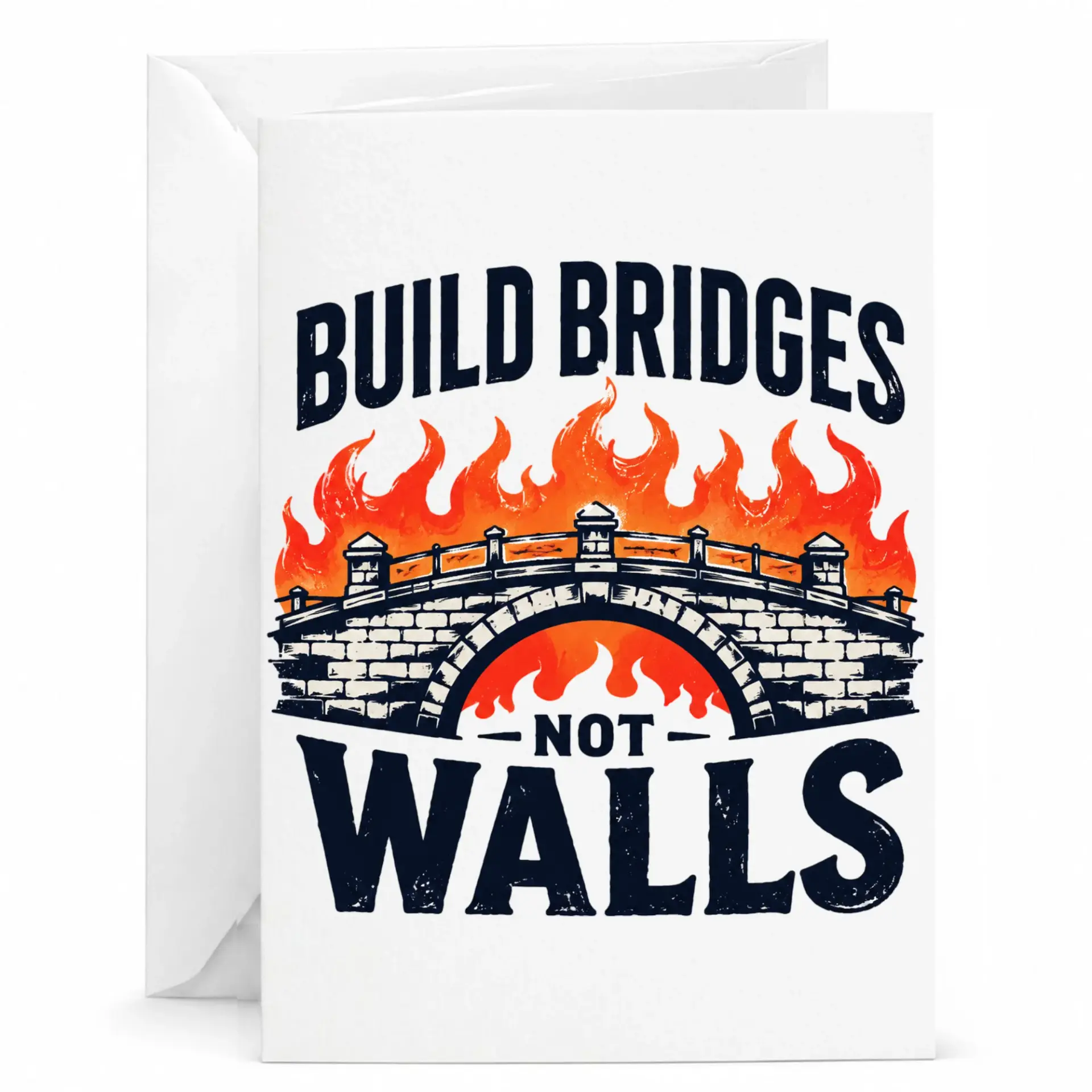 Greeting Card Build Not Walls Inspirational Design Professional Heavyweight Cardstock Stationery