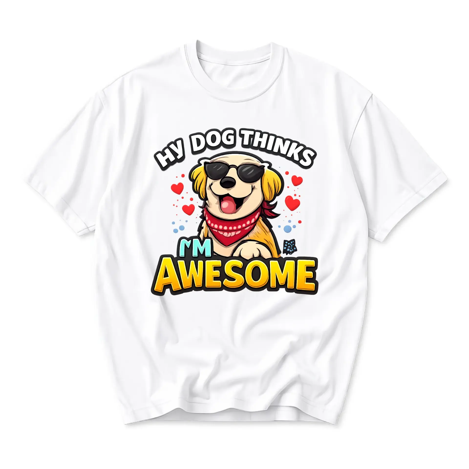Funny Shirt Thinks I Am Awesome Graphic Tee Cute Golden Retriever Pet Lover