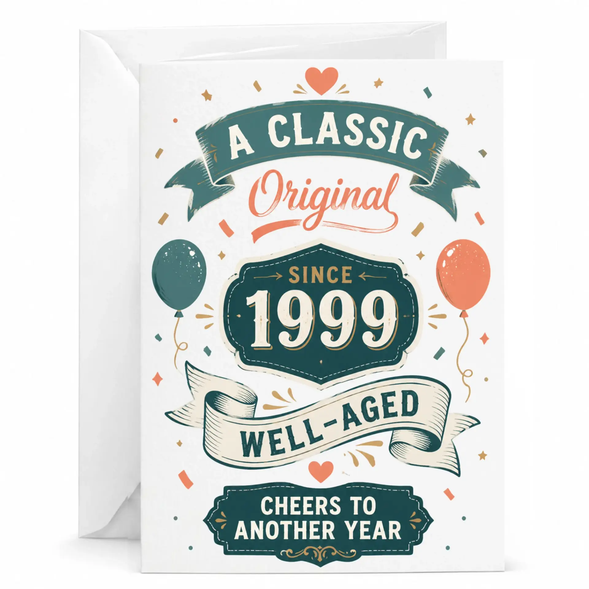 Birthday Card a Classic Original Since 1999 Vintage Style Celebration Greeting Card with White Envelope 5x7 Inches