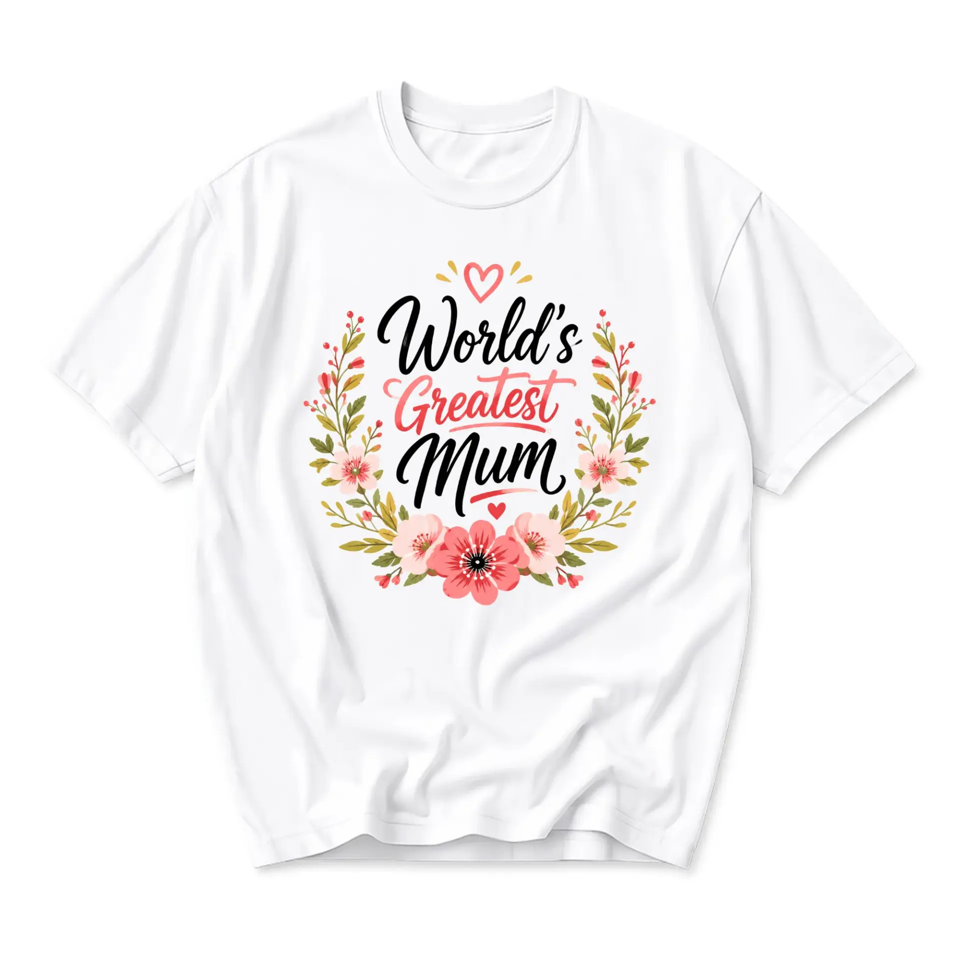 Graphic Tee World's Greatest Mum Floral Design Unisex Crew Neck Short