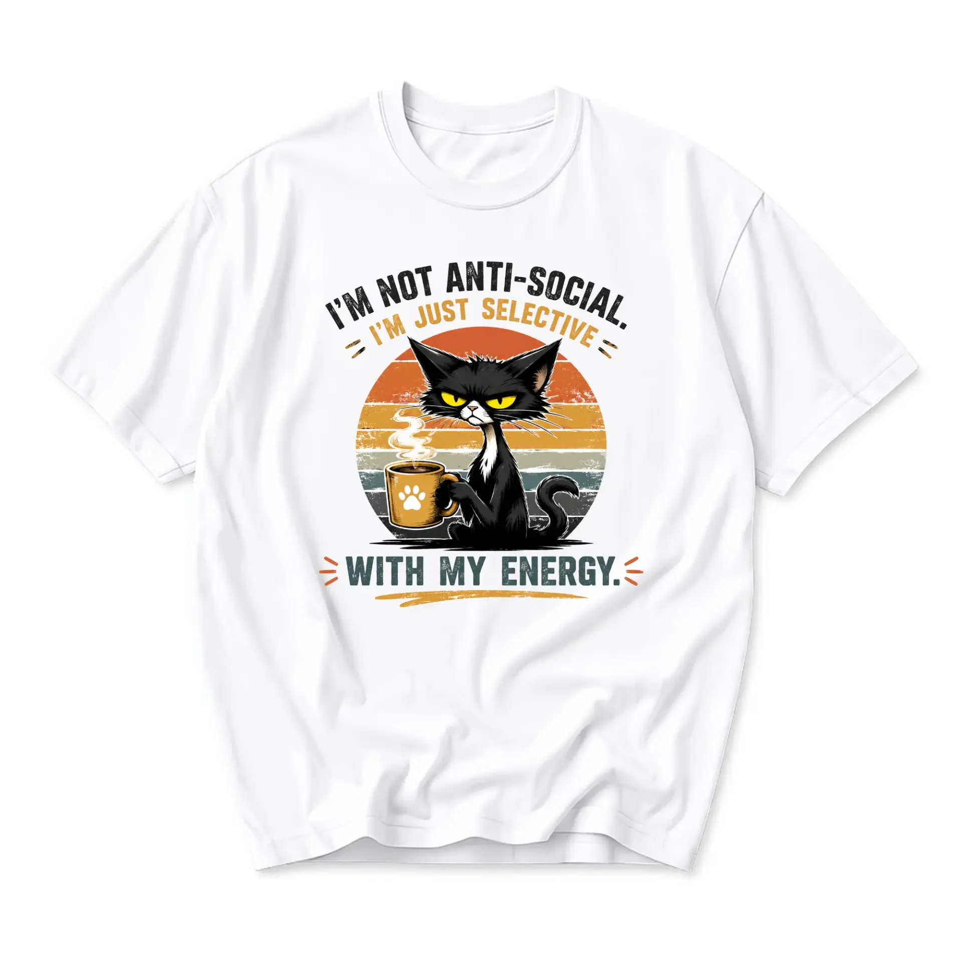 Funny Shirt I'm Not Anti-Social I'm Just Selective with My Energy Graphic Tee Unisex Casual Crew Neck Apparel