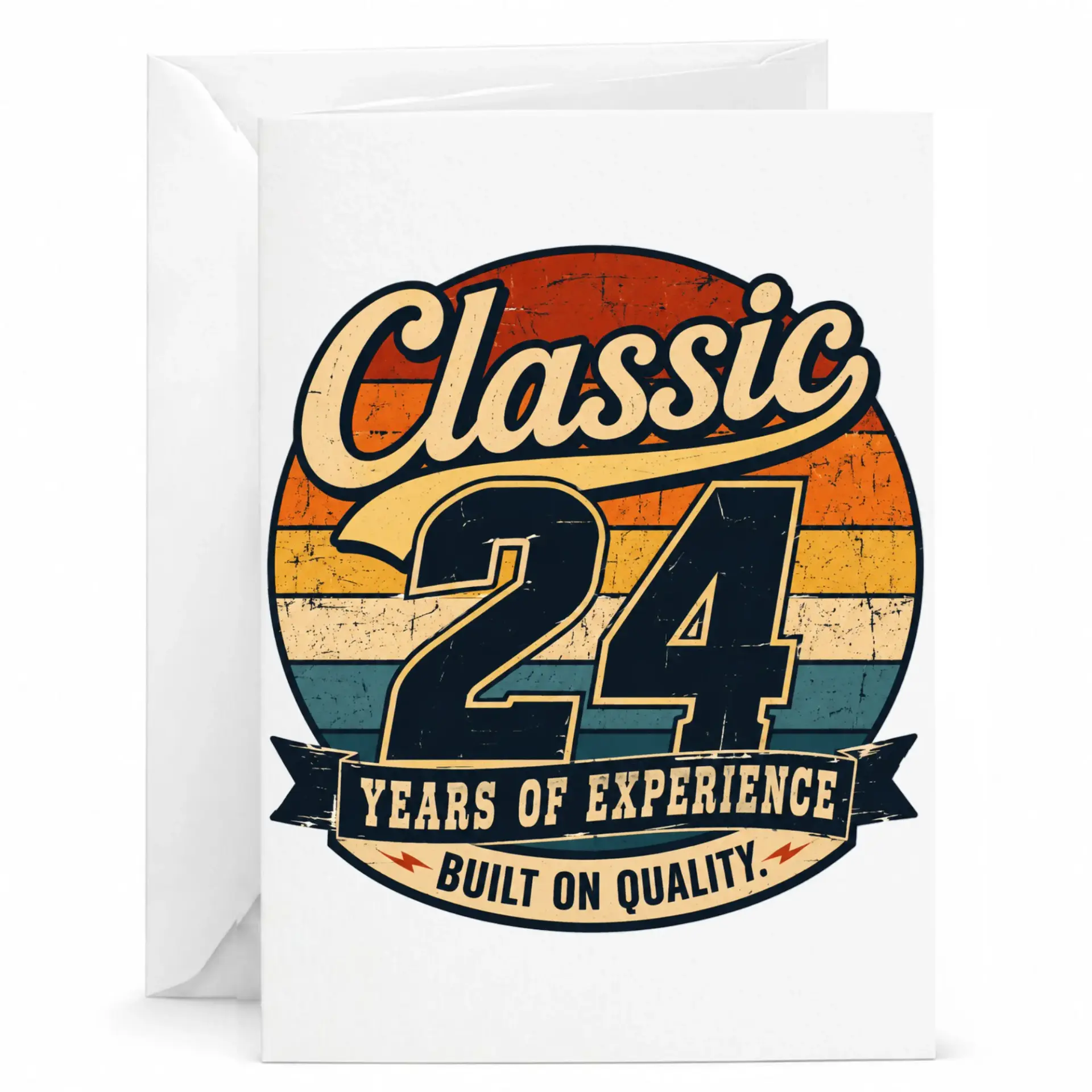 Birthday Card Classic 24 Years of Experience Vintage Style Greeting Card for Birthday Anniversary Milestone Celebration